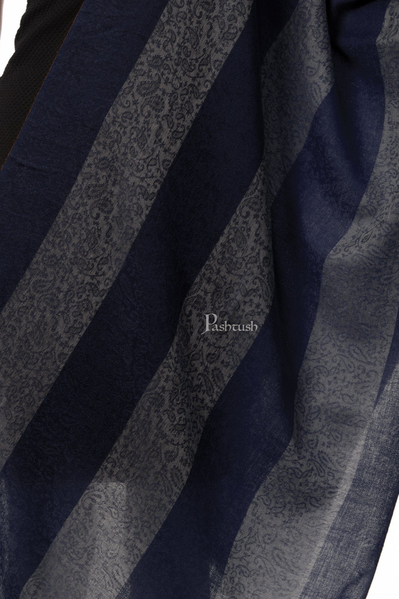 Pashtush Fine Wool Luxury Striped Design Scarf, Stole, Weaving Design - Image 2