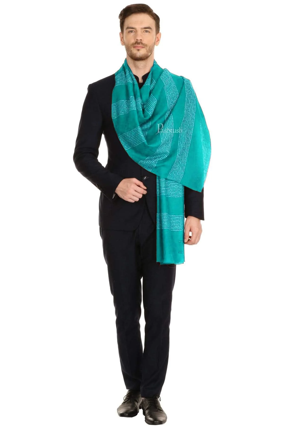 Pashtush Mens Fine Wool Reversible Muffler, Soft And Warm - Bue - Image 4