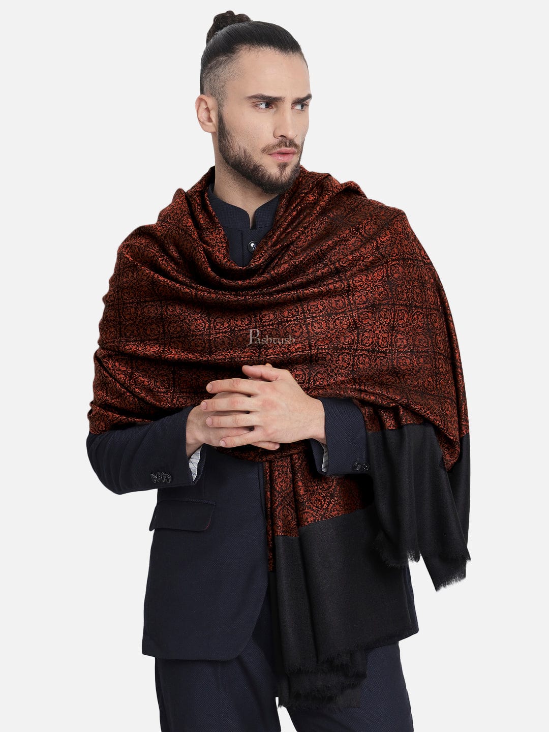 Pashtush Mens Woven Paisley, Extra Soft Fine Wool Stole - Image 4