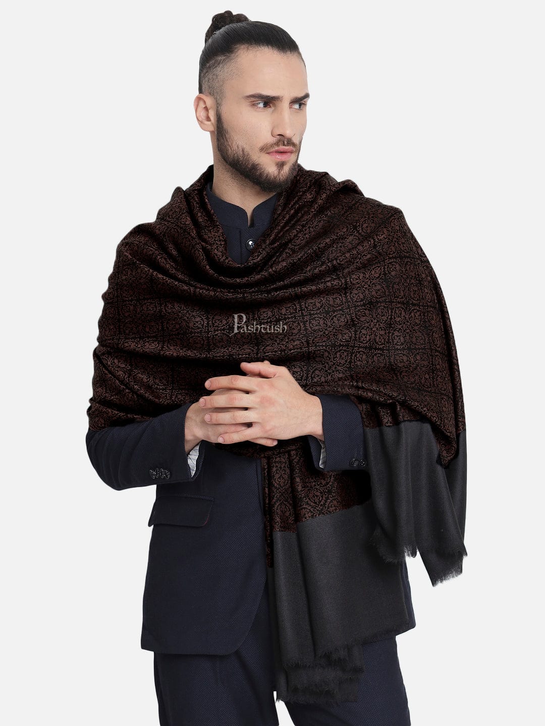 Pashtush Mens Woven Paisley, Extra Soft Fine Wool Stole - Image 5