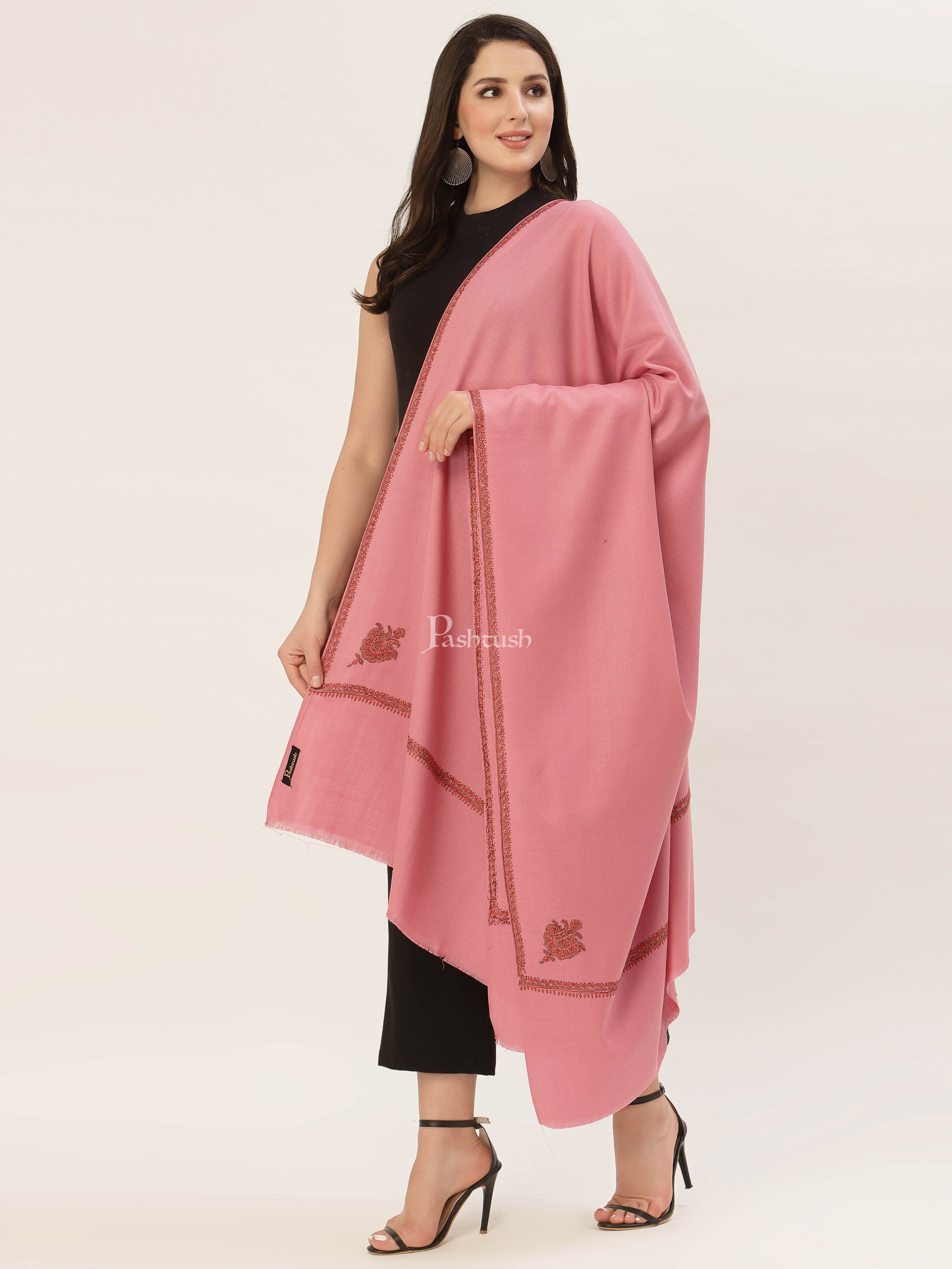 Pashtush Womens 100% Hand Embroidery Shawl Woollen Kingri