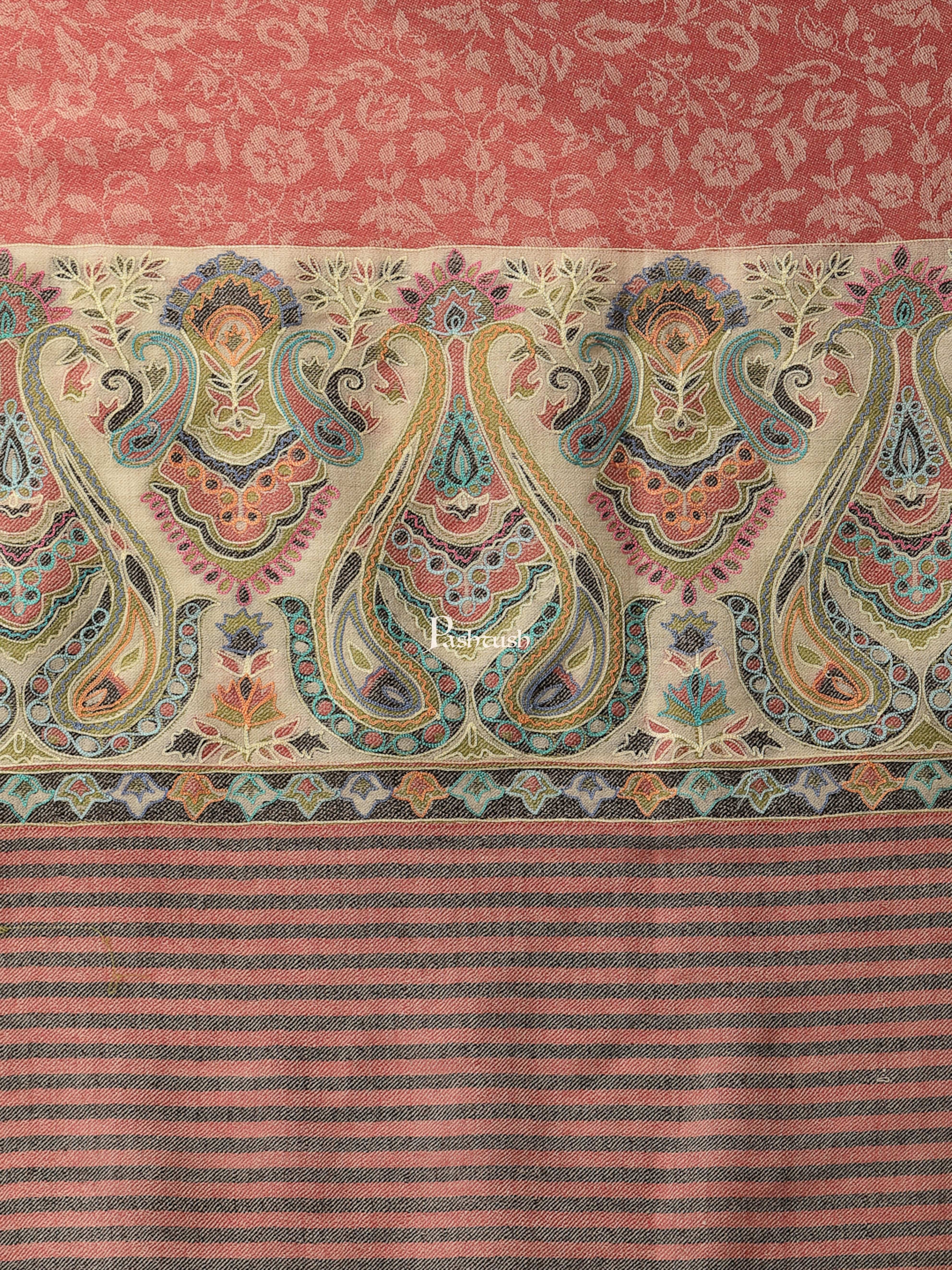 Pashtush Womens Fine Wool Shawl, With Ethnic Palla Weave - Image 3