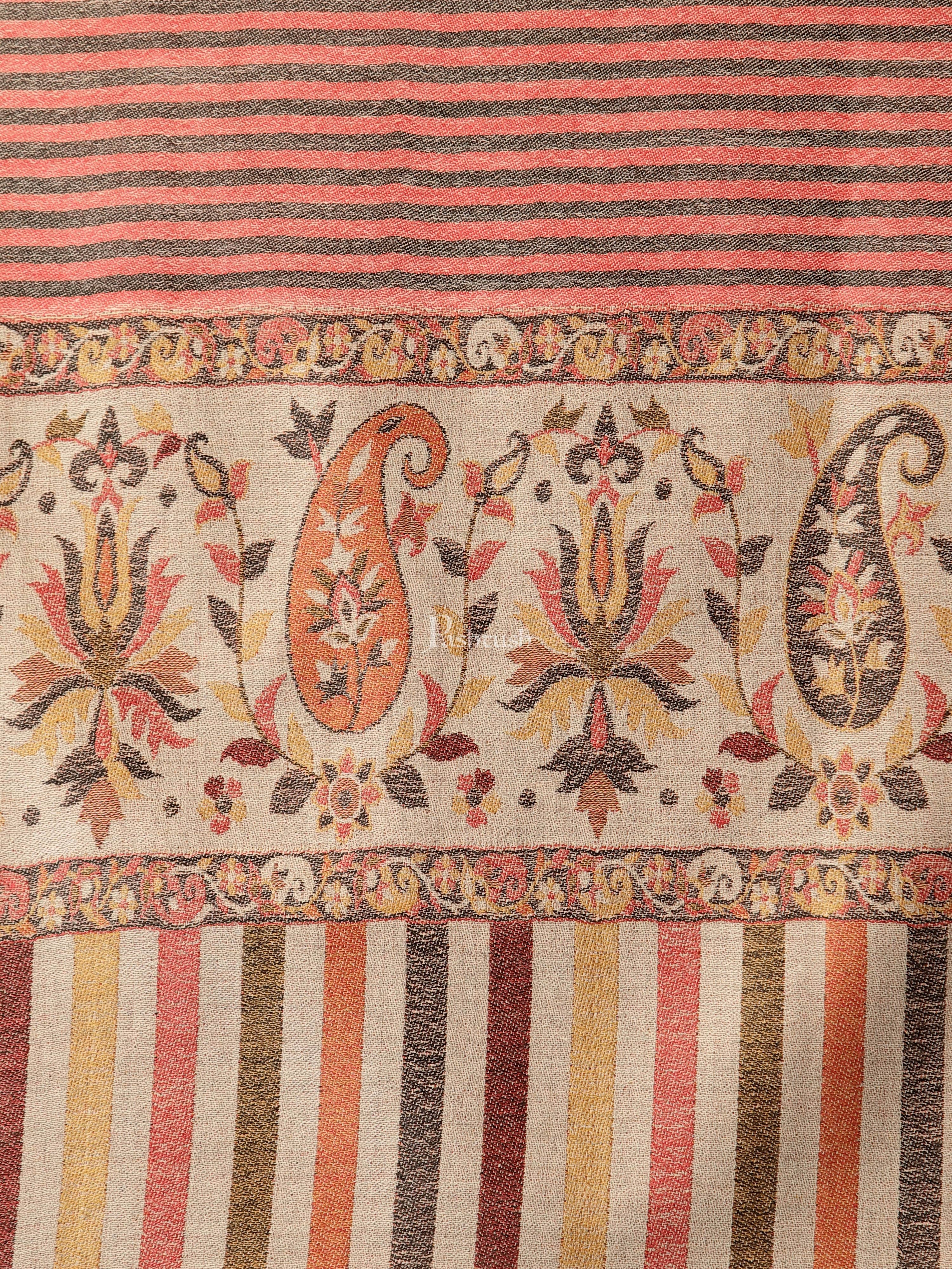 PASHTUSH WOMENS FINE WOOL SHAWL, WITH ETHNIC PALLA WEAVE - Image 2