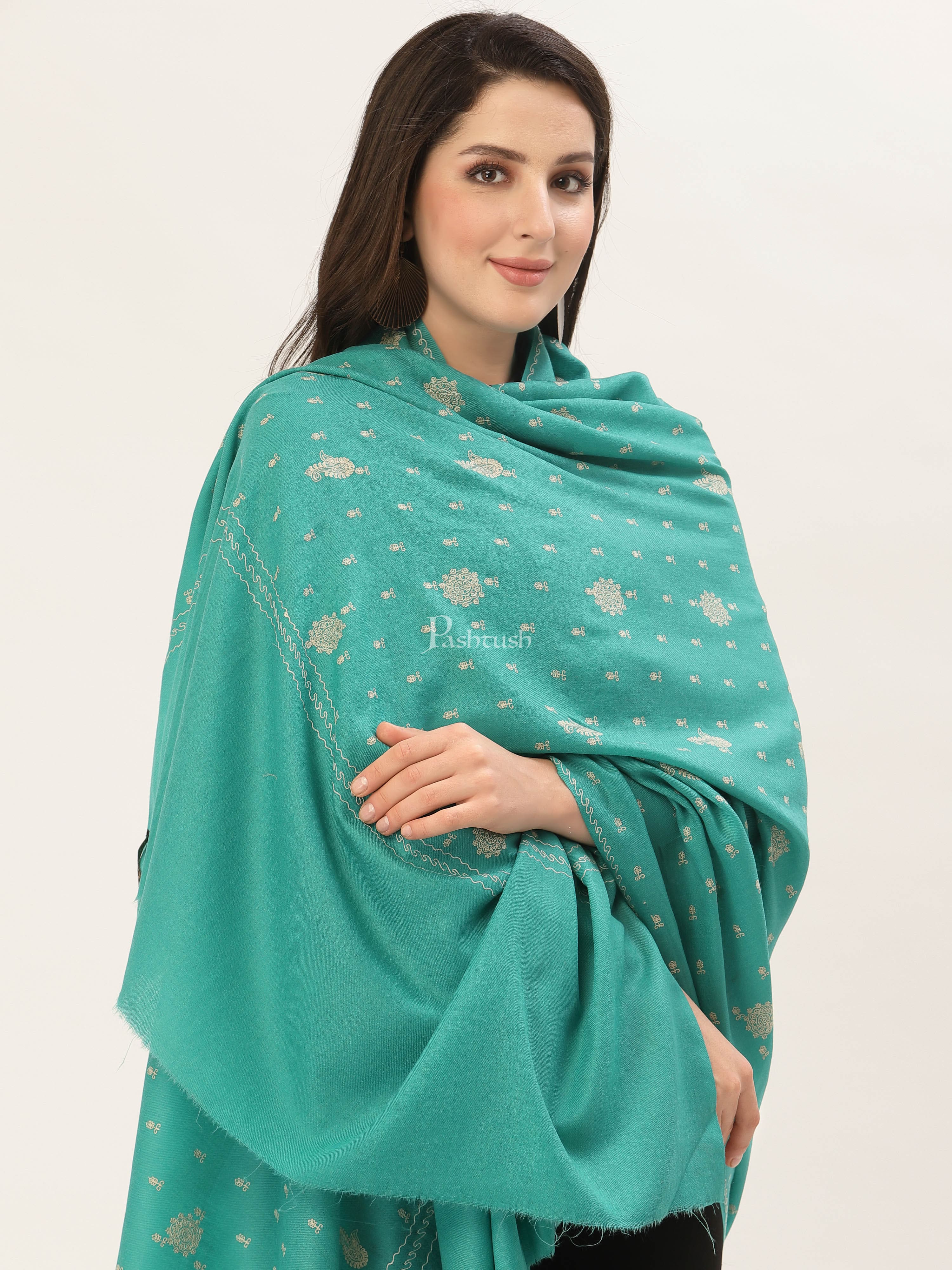 Pashtush Womens Shawl With Tone On Tone Embroidery, Soft, Warm, Light Weight