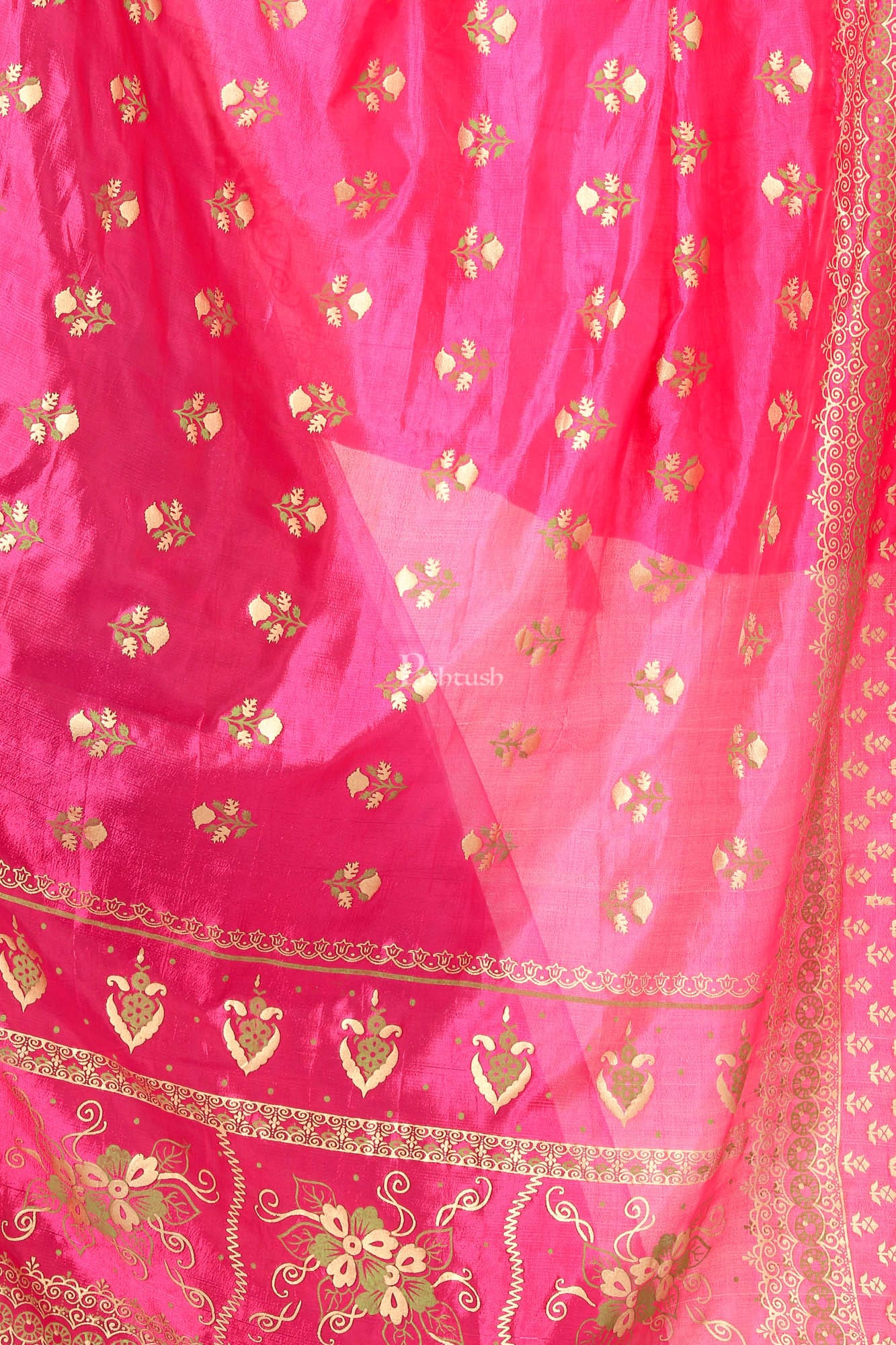 Pashtush Art Silk Dupatta For Women, With Golden Coloured Foil Printing, Light Weight And Bright, Pink - Image 2