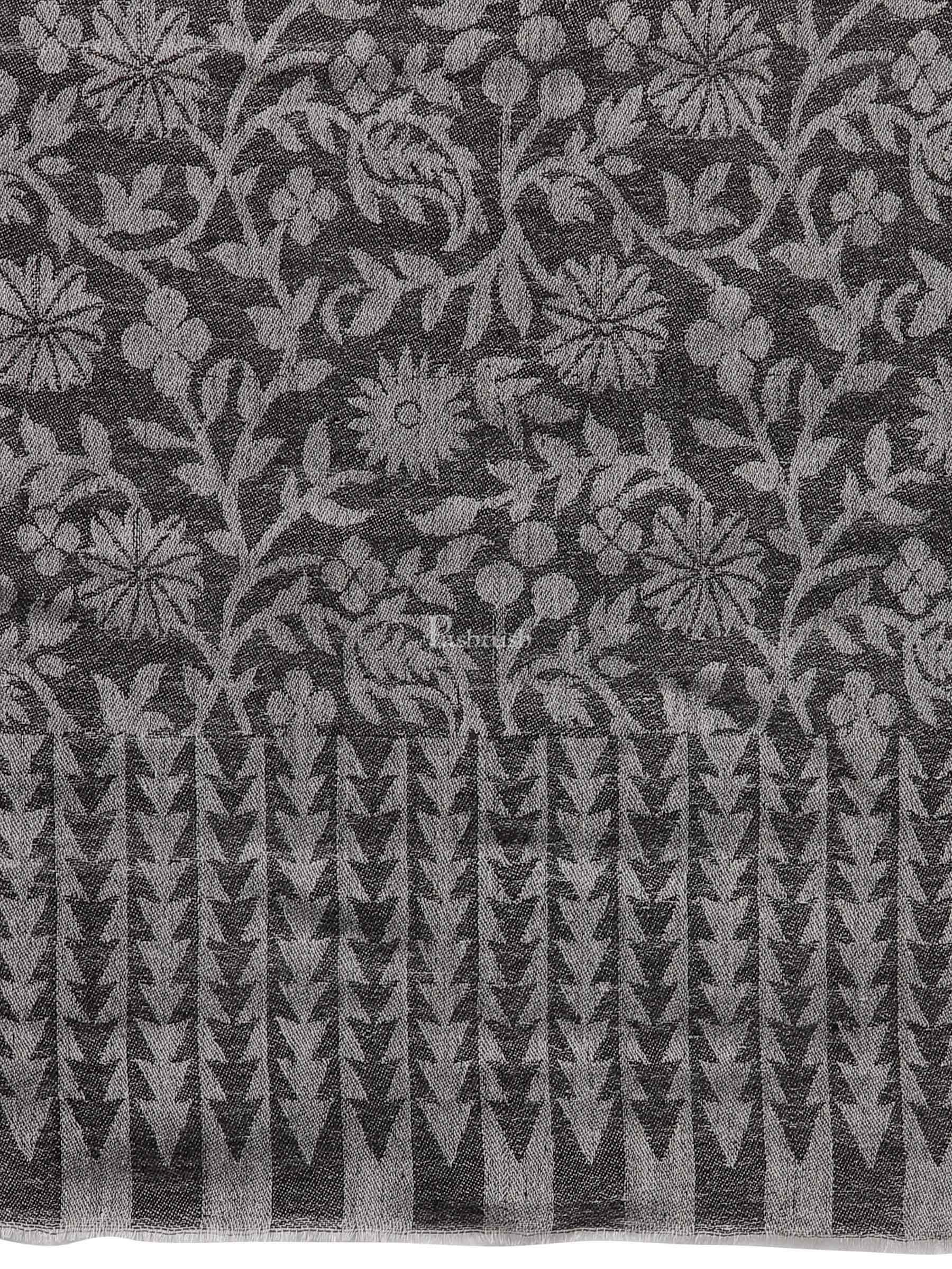 Pashtush Fine Wool Luxury Floral Design Scarf,  Handfeel Blended Stole - Image 2