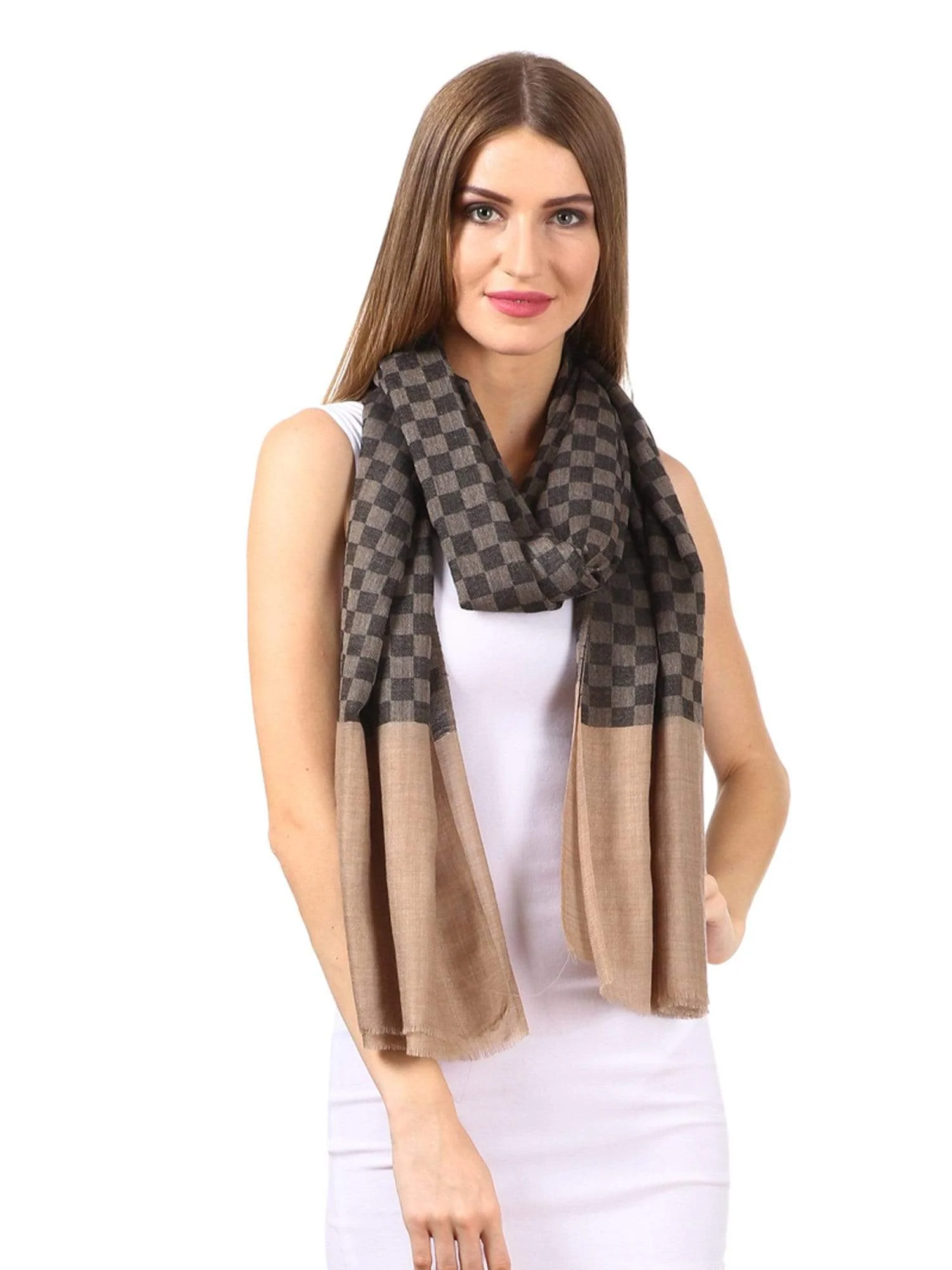 Pashtush Fine Wool Luxury Striped Design Scarf, Stole, Weaving Design - Black - Image 3