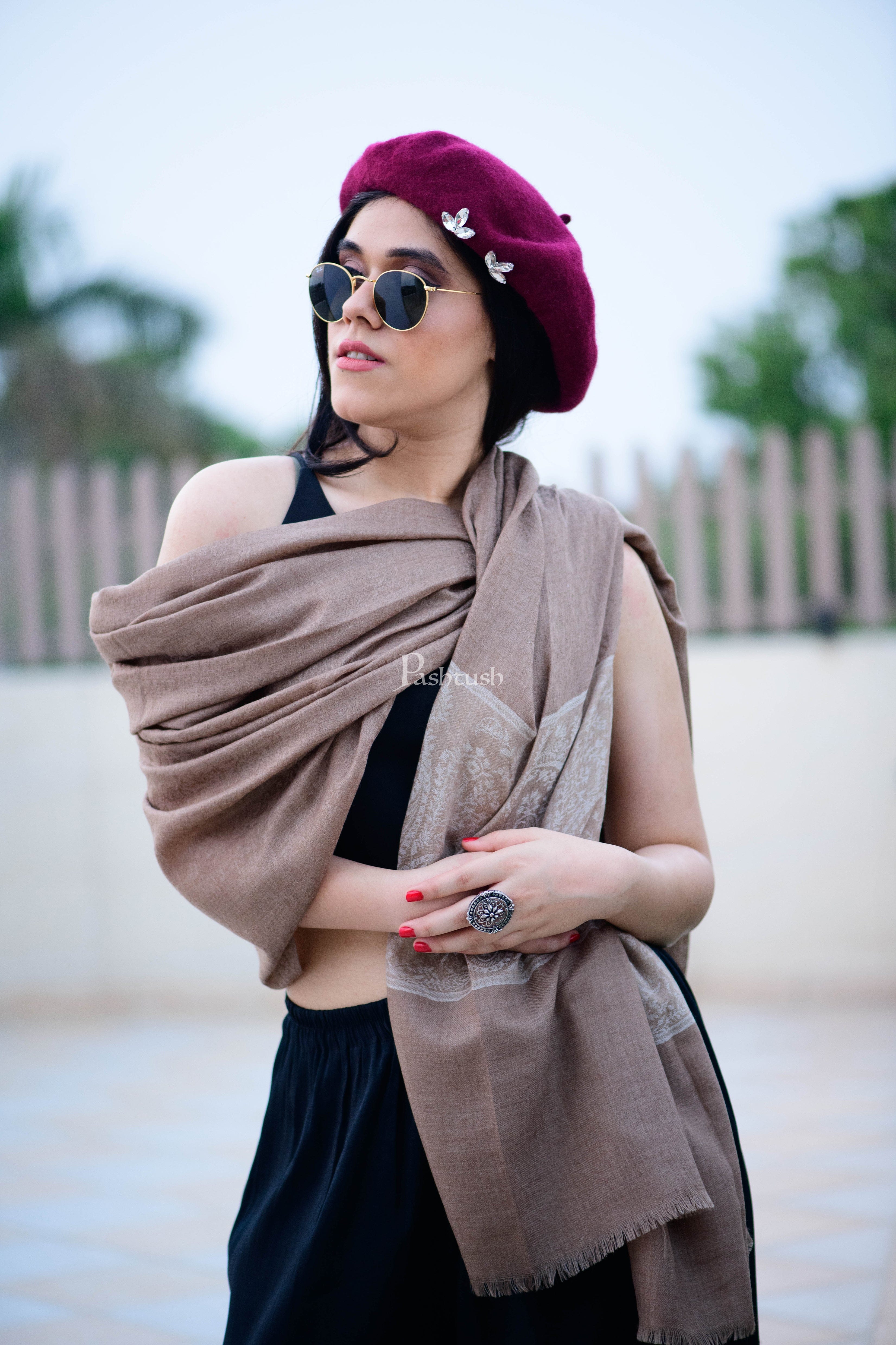 Pashtush Womens Woven Extra Fine Wool, Soft Handfeel Shawl - Image 3