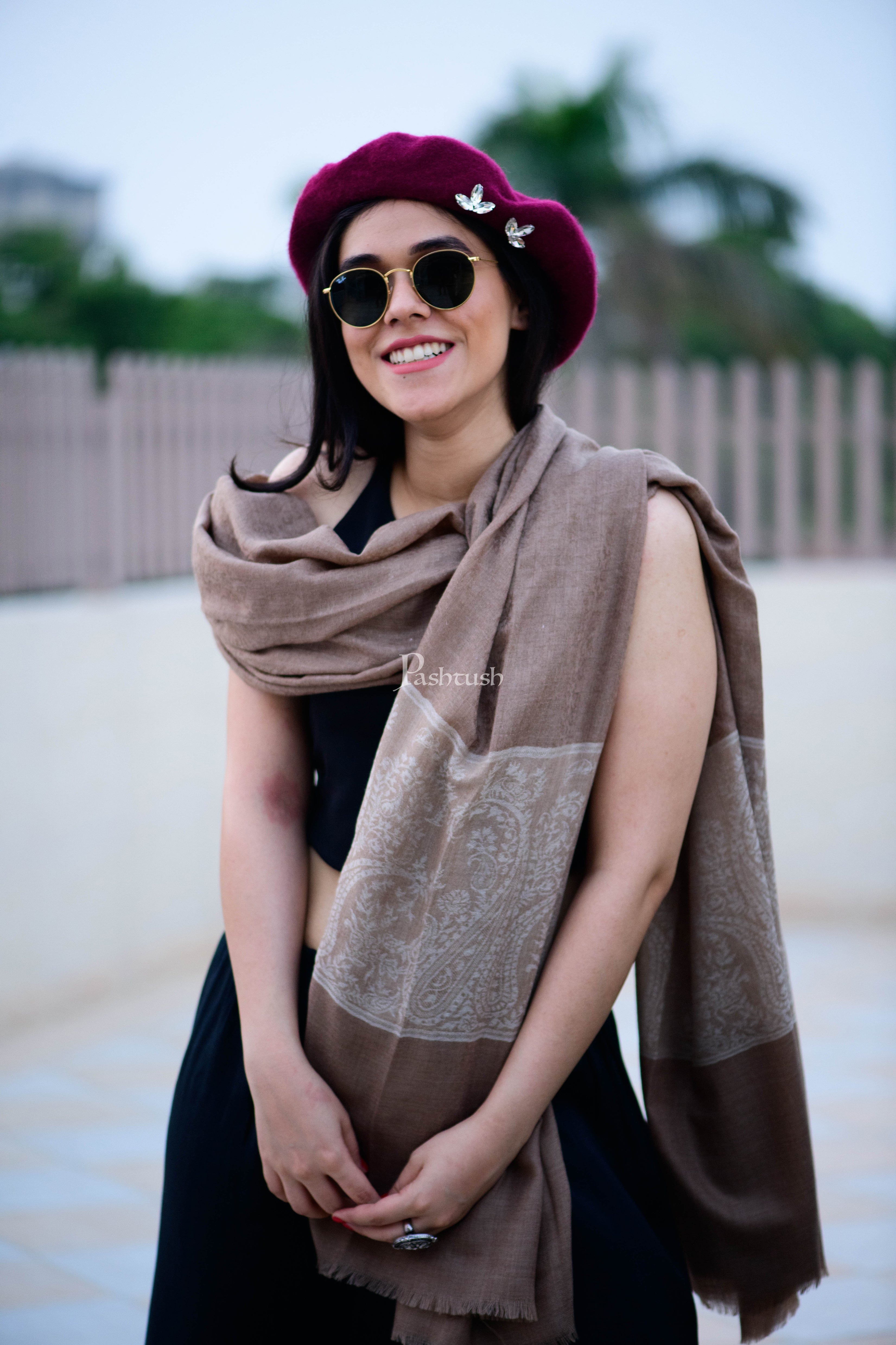 Pashtush Womens Woven Extra Fine Wool, Soft Handfeel Shawl - Image 4