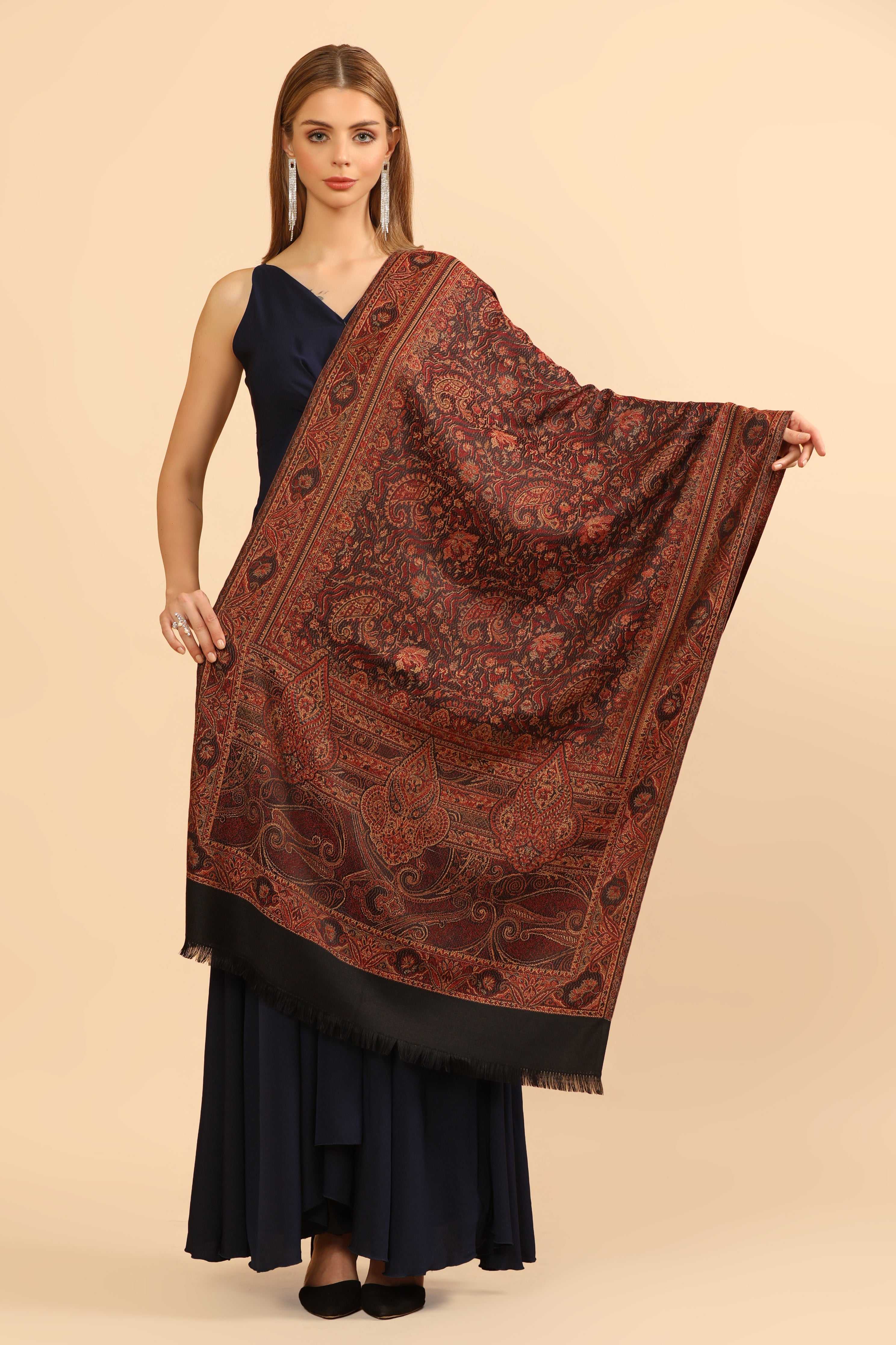 Pashtush Gift Set of Jamawar Stole with Phool Star Diya, Premium Gift Box Packaging - Image 6