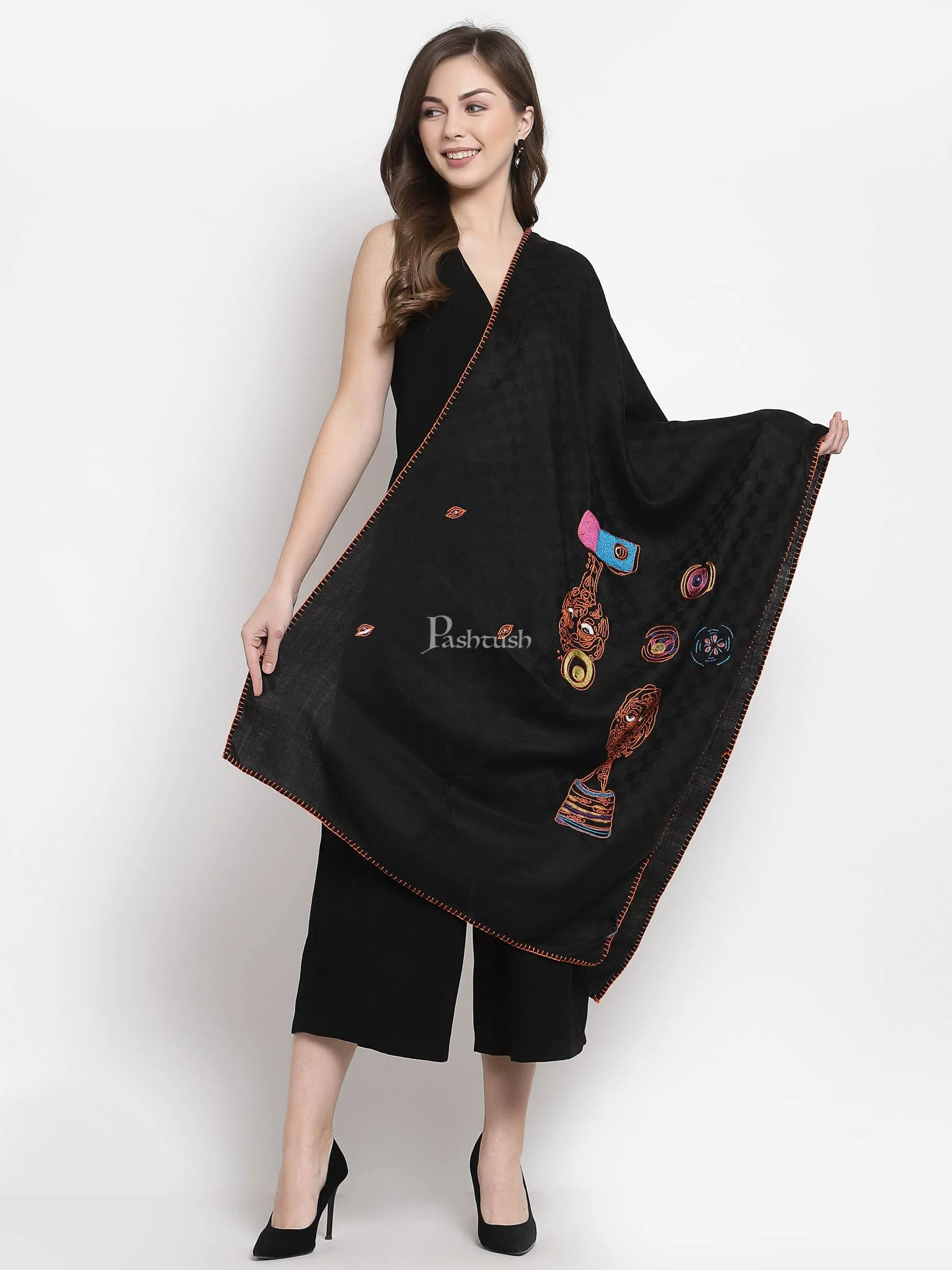 Pashtush Handmade Neon Checkered Scarf ( Alchemy Collection )