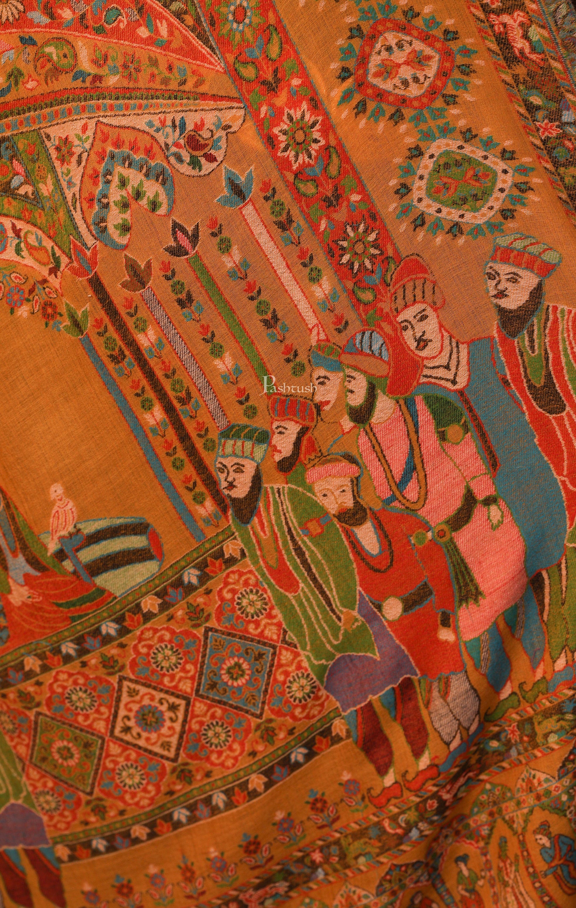 Pashtush His And Her Gift Set Of 100% Pure Wool Printed Stole and Darbar Shawl With Wooden Chester Box, Multicolour - Image 19