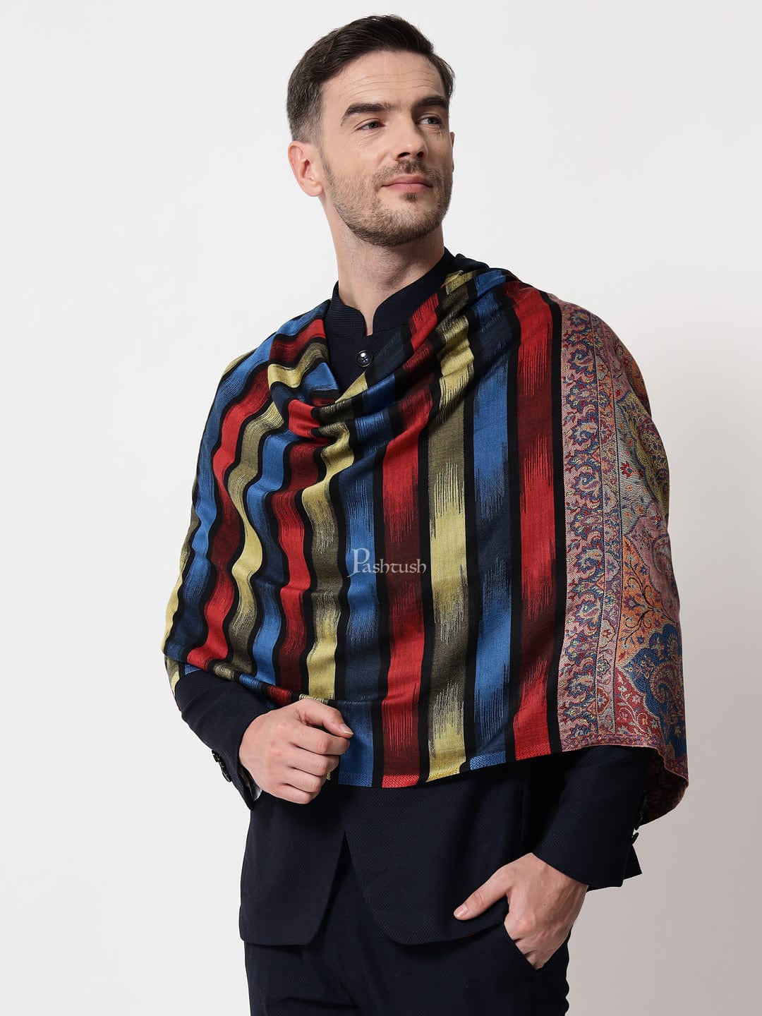 Pashtush His And Her Gift Set Of Bamboo Woven Stoles With Premium Gift Box Packaging, Multi color - Image 3