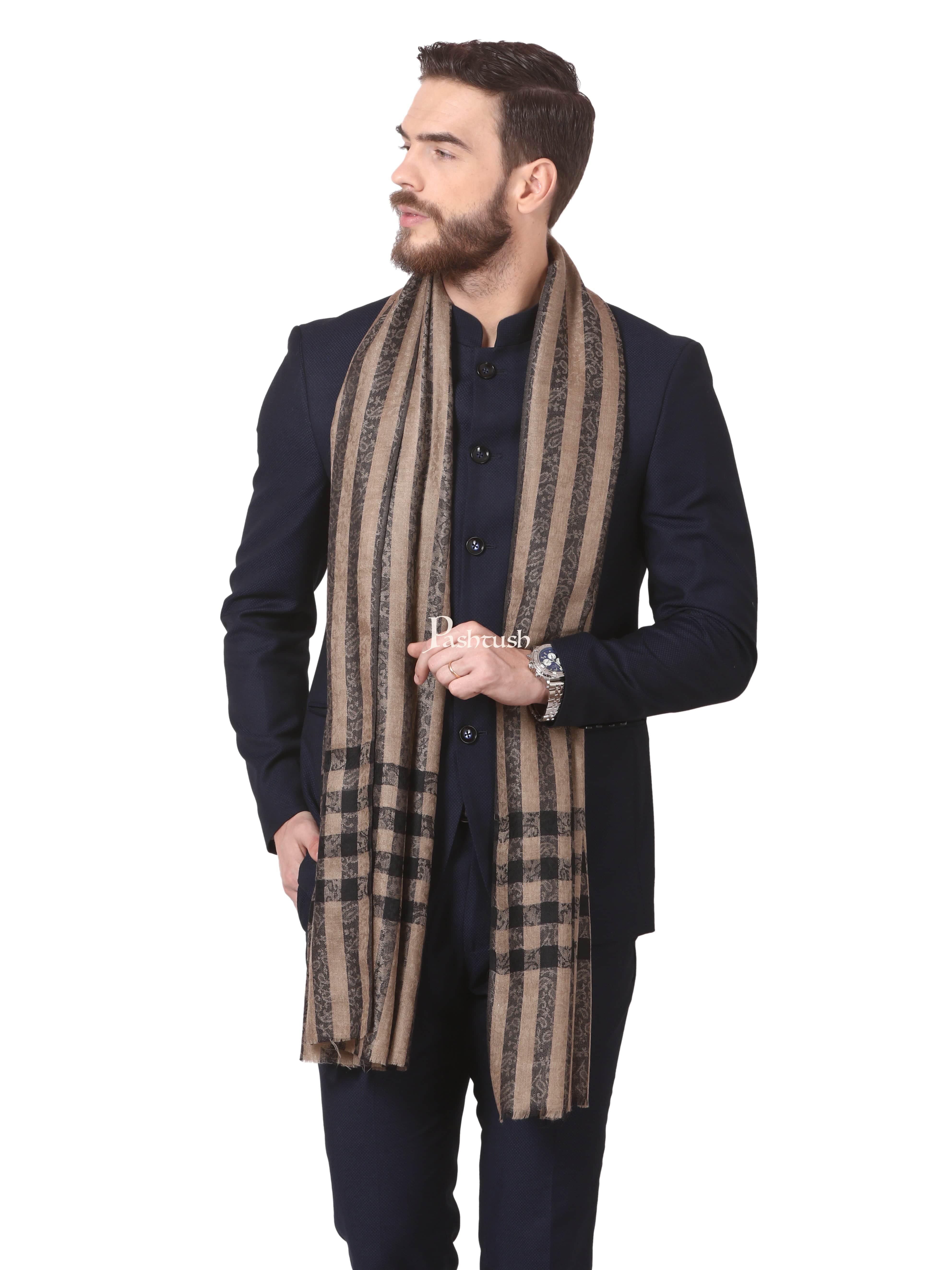 Pashtush His And Her Gift Set Of Check-Stripe Stoles With Premium Gift Box Packaging, Black and Sea Green - Image 6