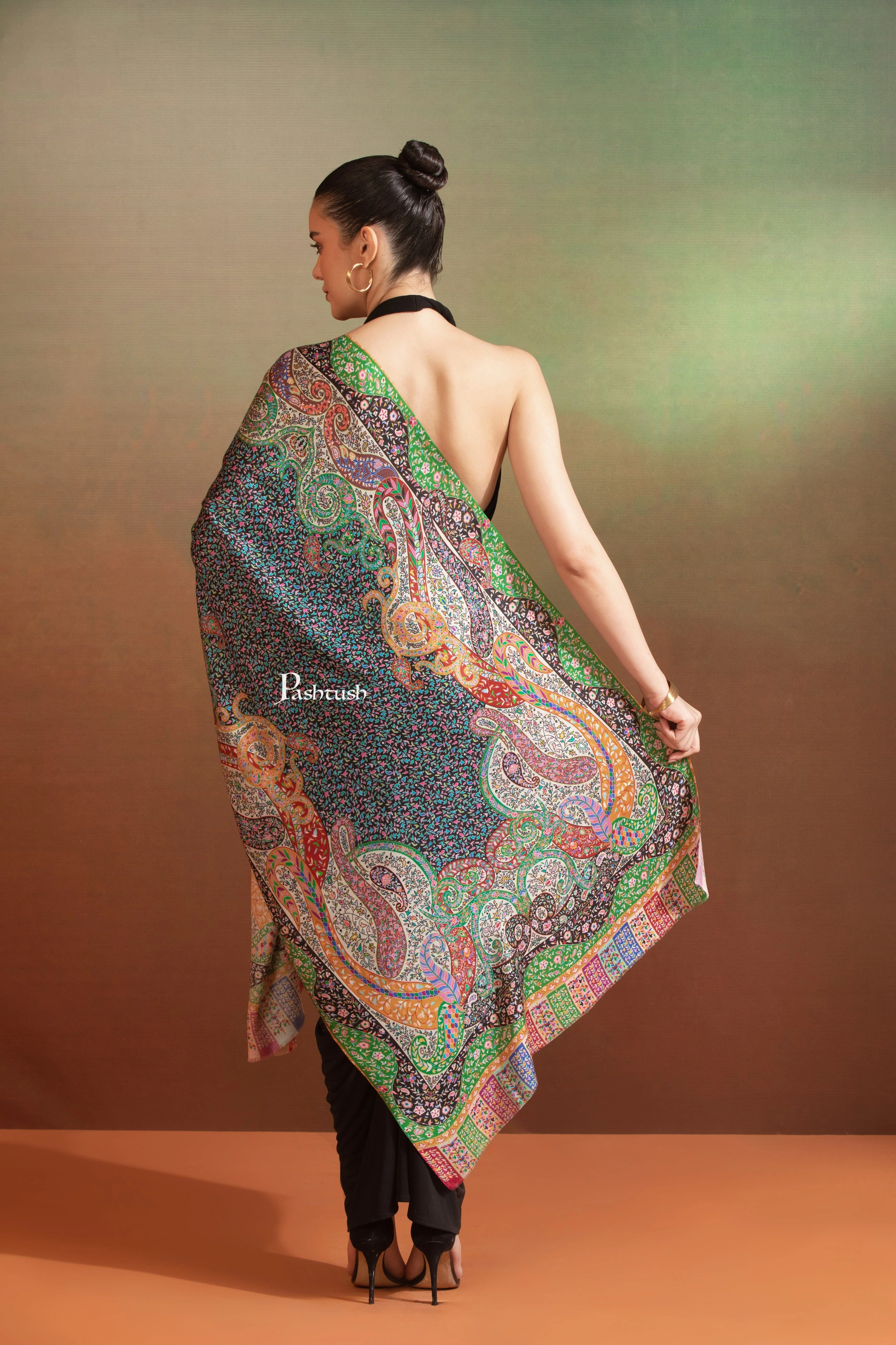 Pashtush His And Her Gift Set Of Fine Wool Self Stole and Bamboo Stole With Premium Gift Box Packaging, Purple and Multicolour - Image 5