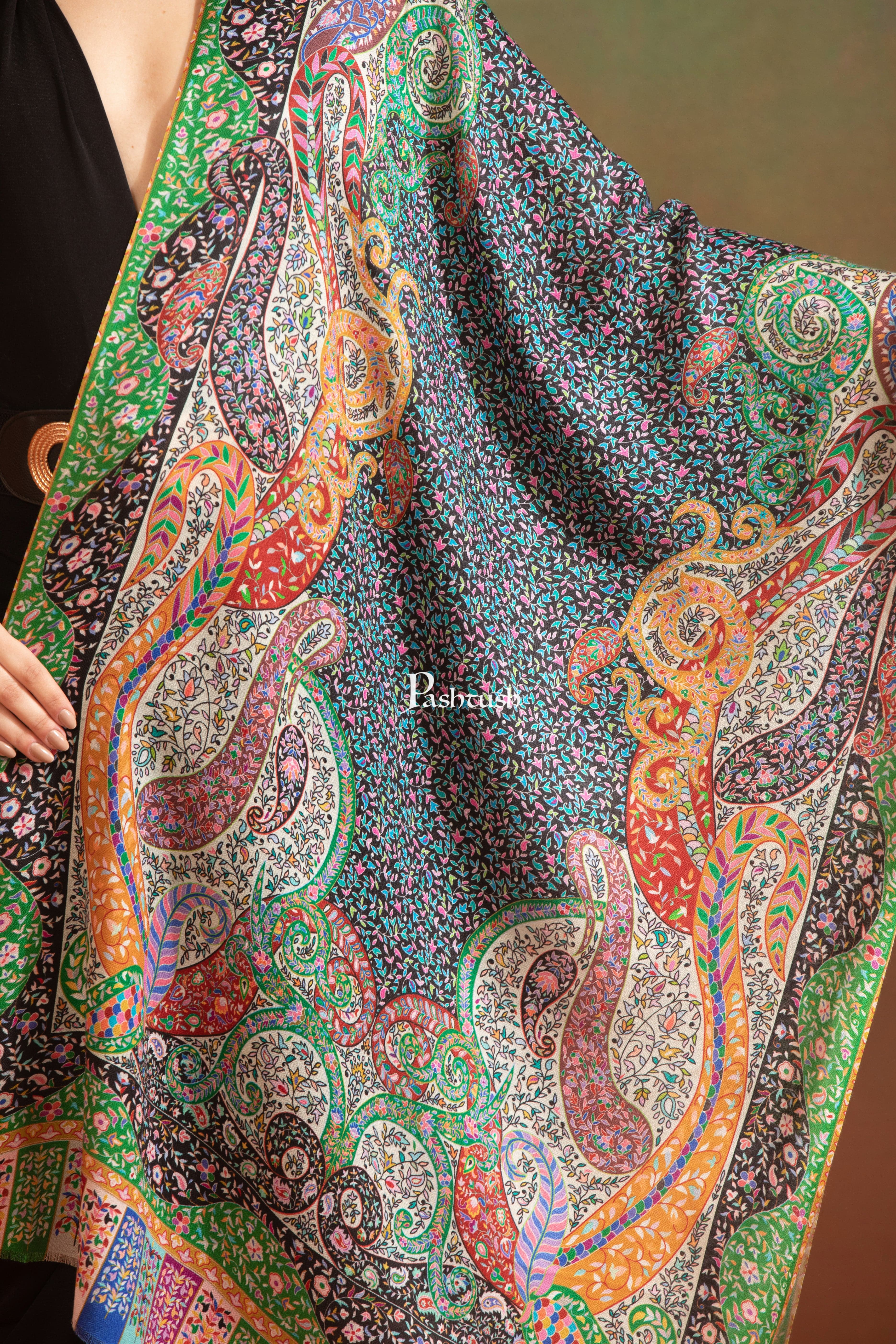 Pashtush His And Her Gift Set Of Fine Wool Self Stole and Bamboo Stole With Premium Gift Box Packaging, Purple and Multicolour - Image 6