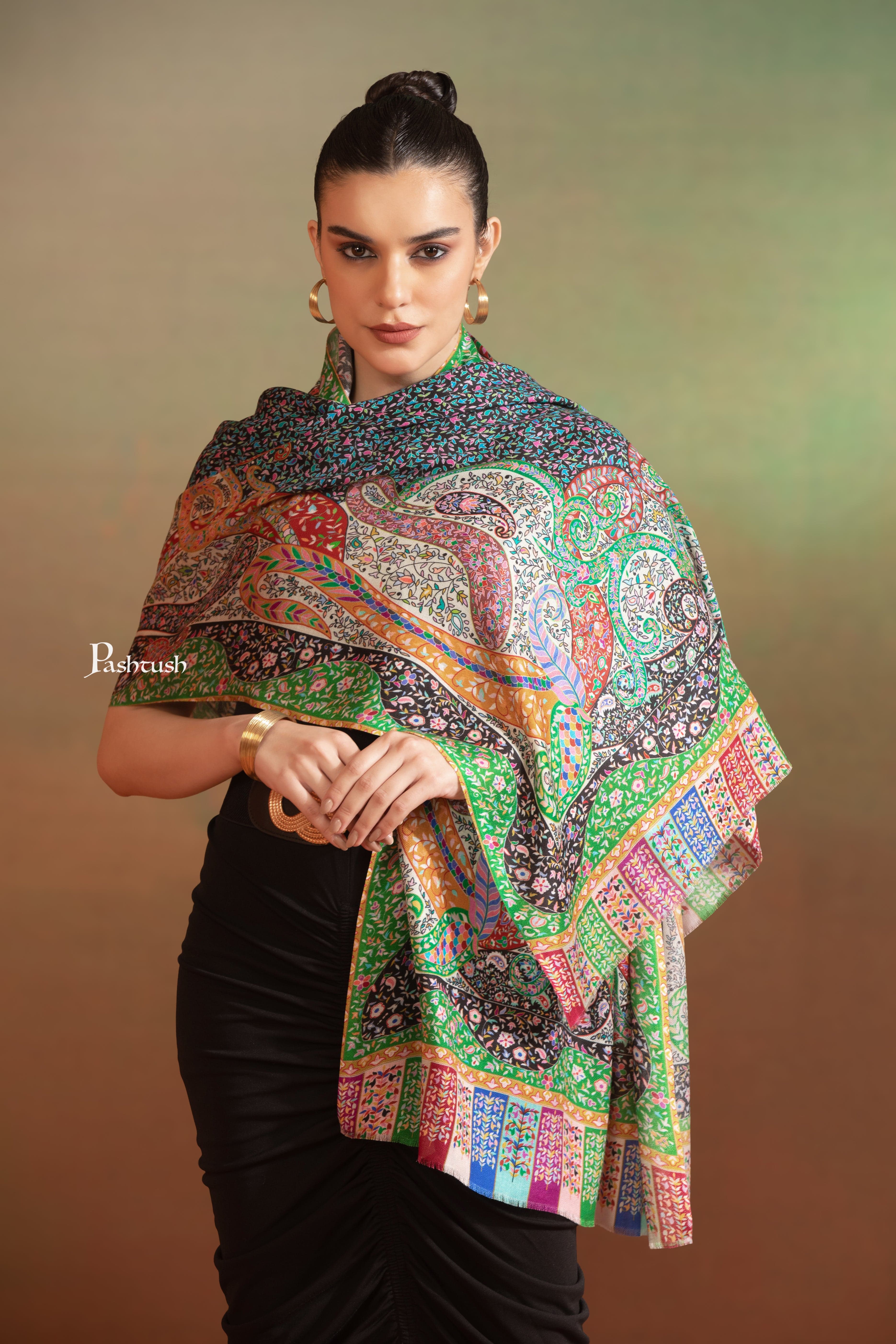 Pashtush His And Her Gift Set Of Fine Wool Self Stole and Bamboo Stole With Premium Gift Box Packaging, Purple and Multicolour - Image 8