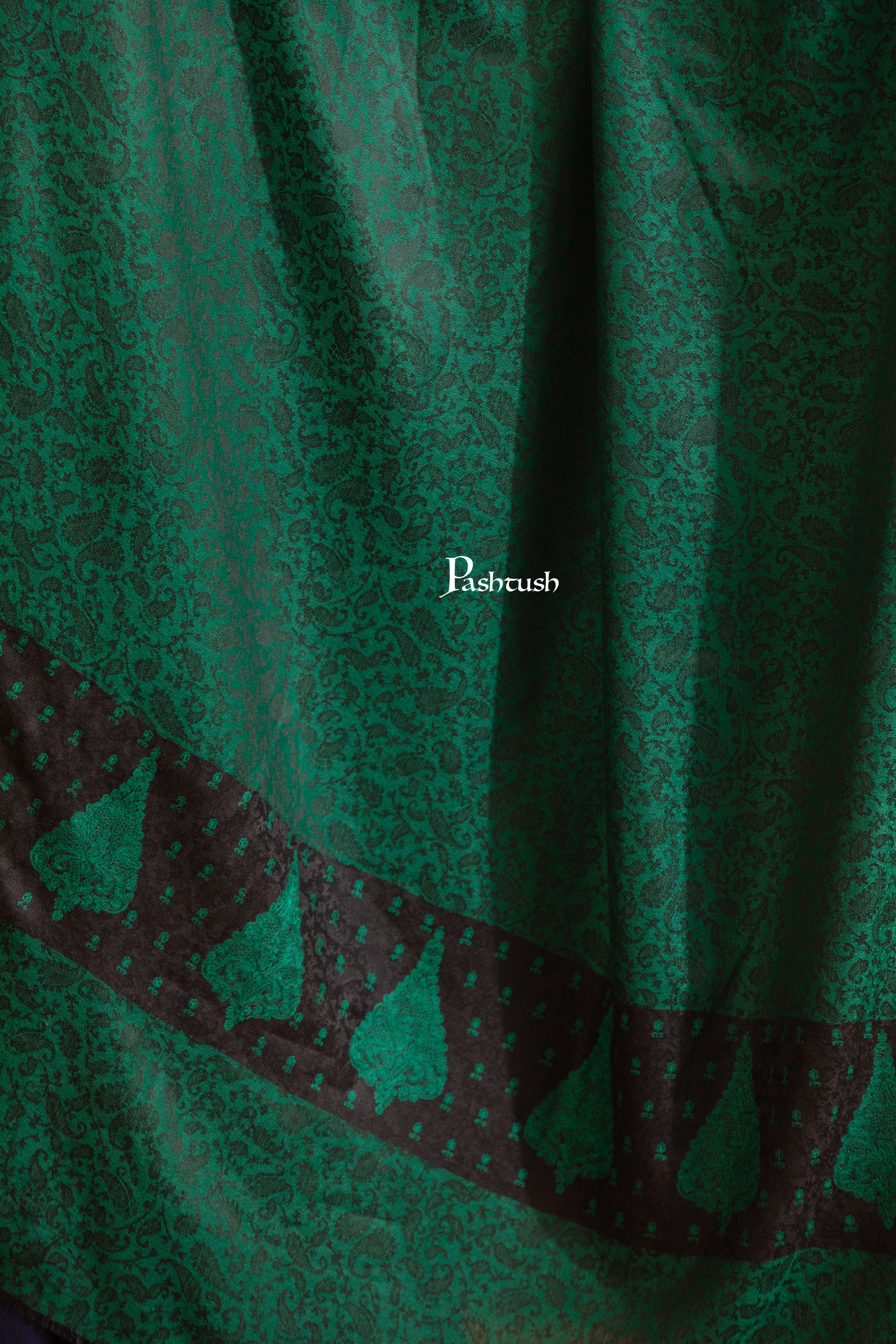 Pashtush His And Her Gift Set Of Fine Wool Stole and Embroidery Shawl With Premium Gift Box Packaging, Black and Green - Image 5