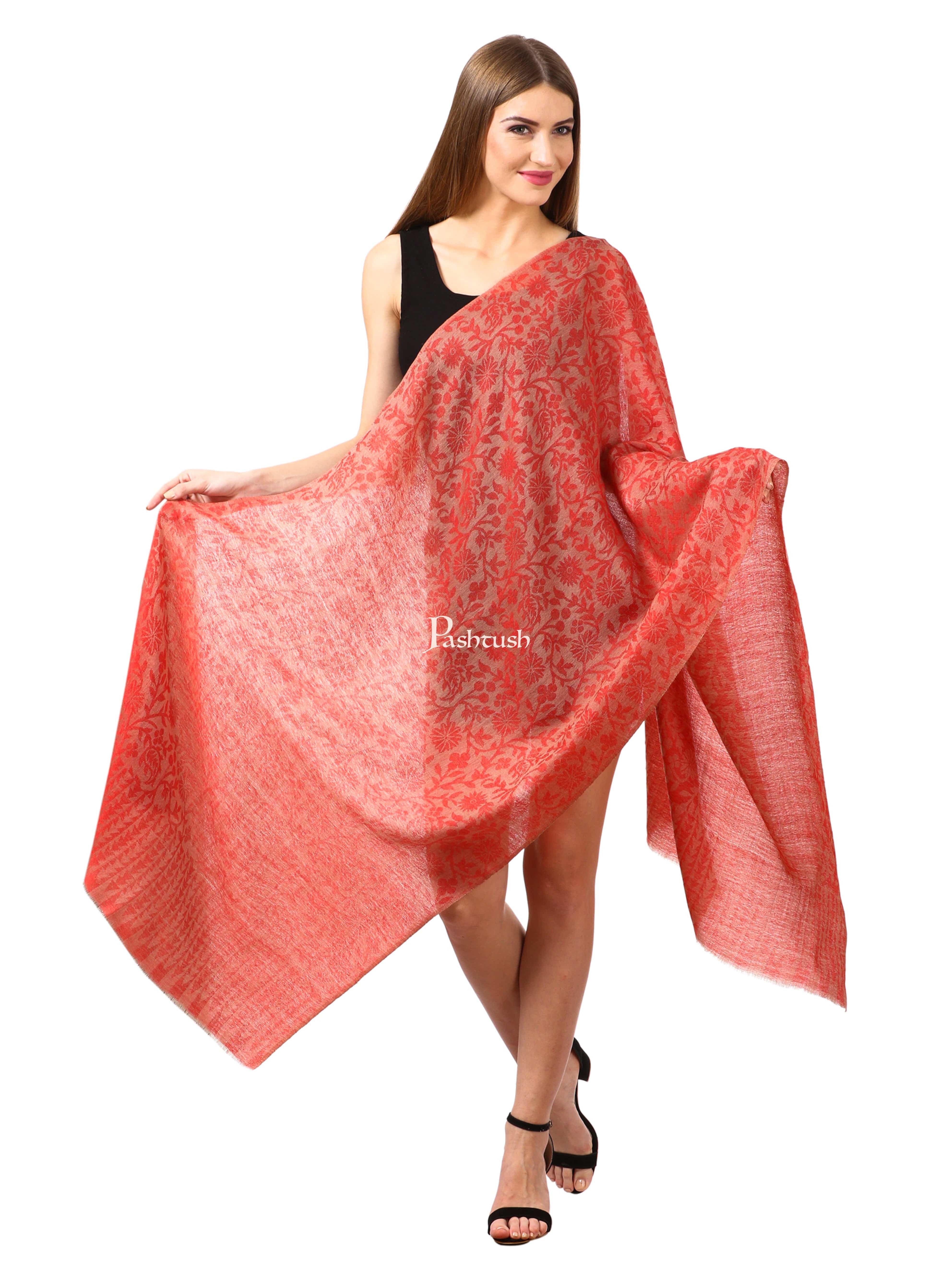 Pashtush His And Her Gift Set Of Floral Design Fine Wool Stoles With Premium Gift Box Packaging, Black and Red - Image 5