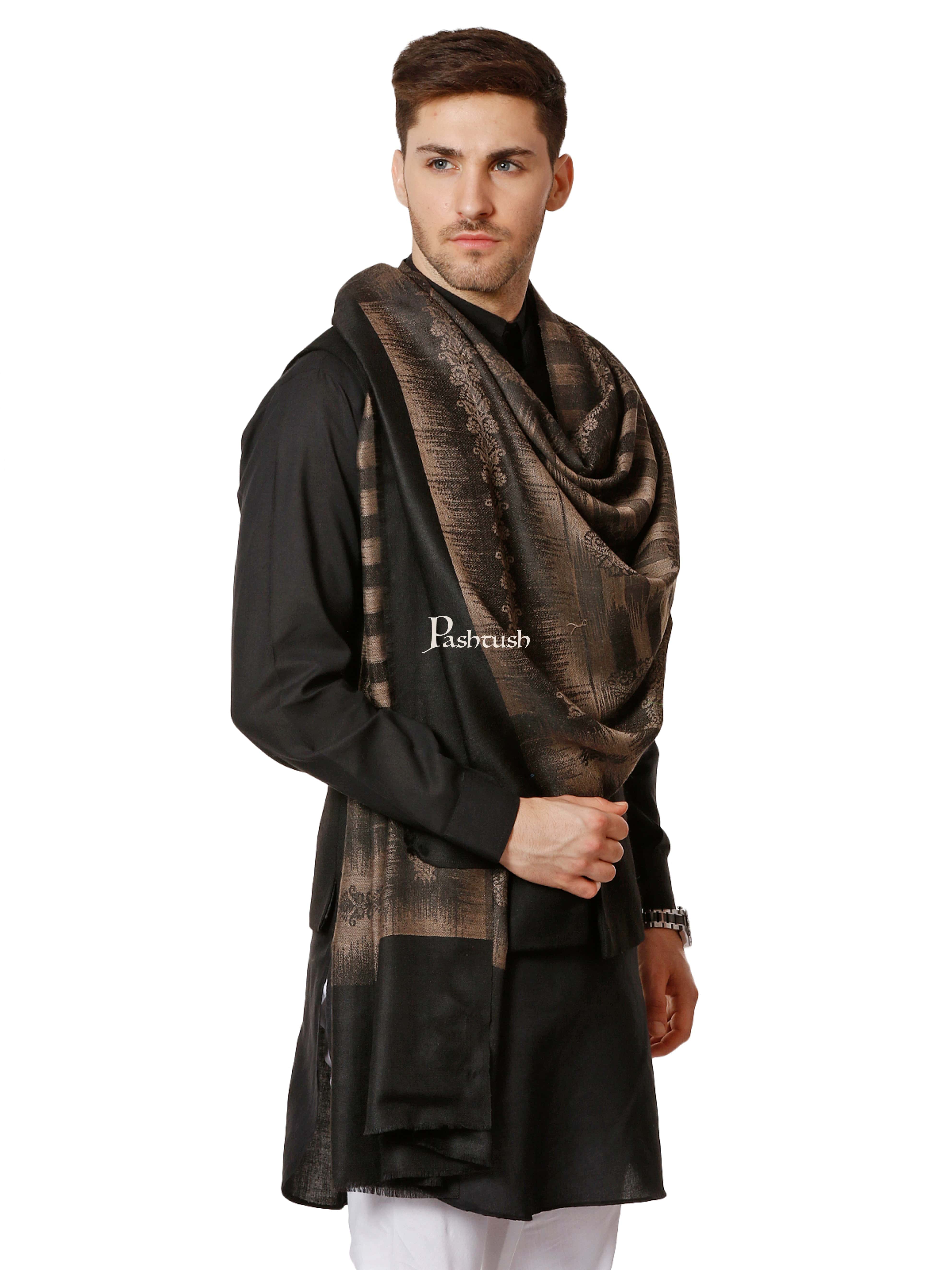 Pashtush His And Her Gift Set Of Ikkat Design Fine Wool Stoles With Premium Gift Box Packaging, Black and Maroon - Image 4