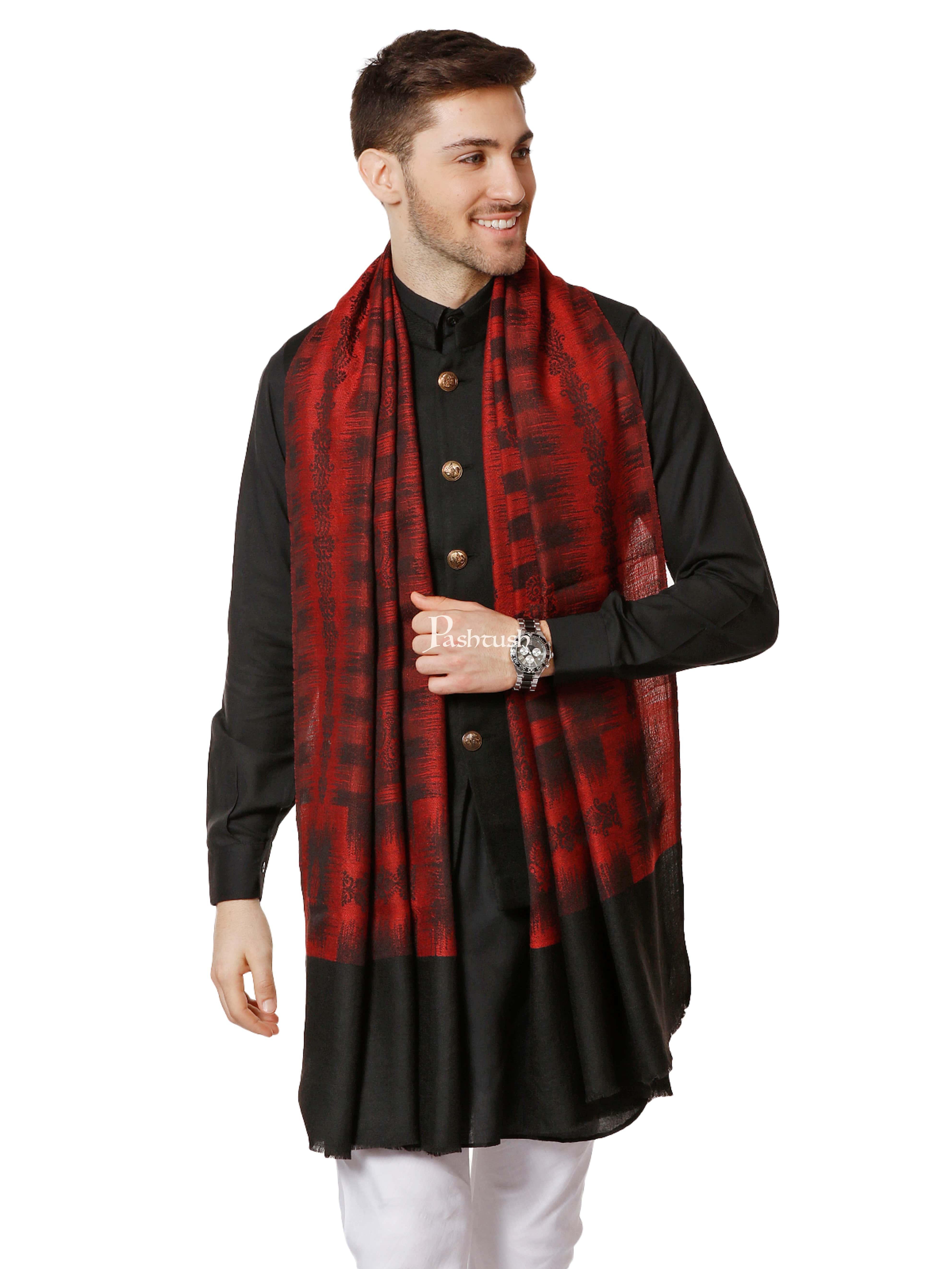 Pashtush His And Her Gift Set Of Ikkat Design Stoles With Premium Gift Box Packaging, Maroon and Pacific Blue - Image 4