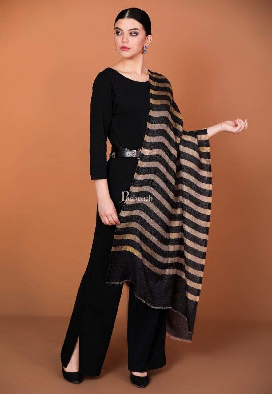 Pashtush His and Her Gift Set of Mens Fine Wool Shawl and Womens Twilight Stole, Black, Packaged in Keepsake Wooden Chester Gift Box - Image 13