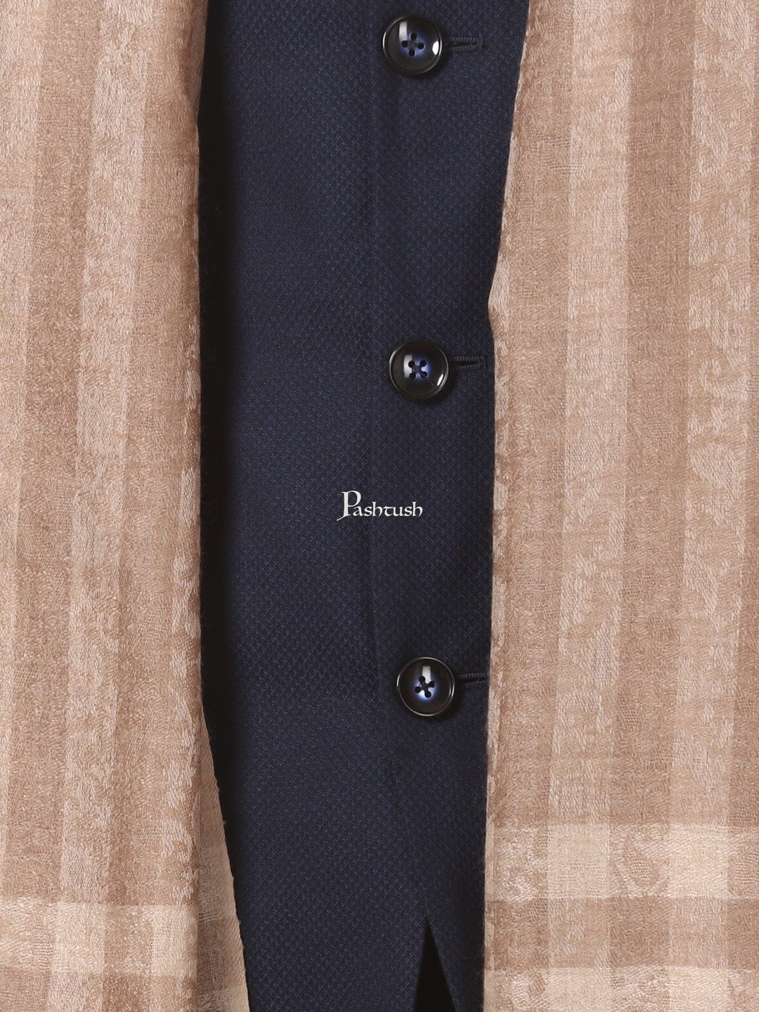 Pashtush His And Her Gift Set of Mens Fine Wool Stole and Womens Jamawar Shawl, Premium Gift Box Packaging, Taupe and Blue - Image 5