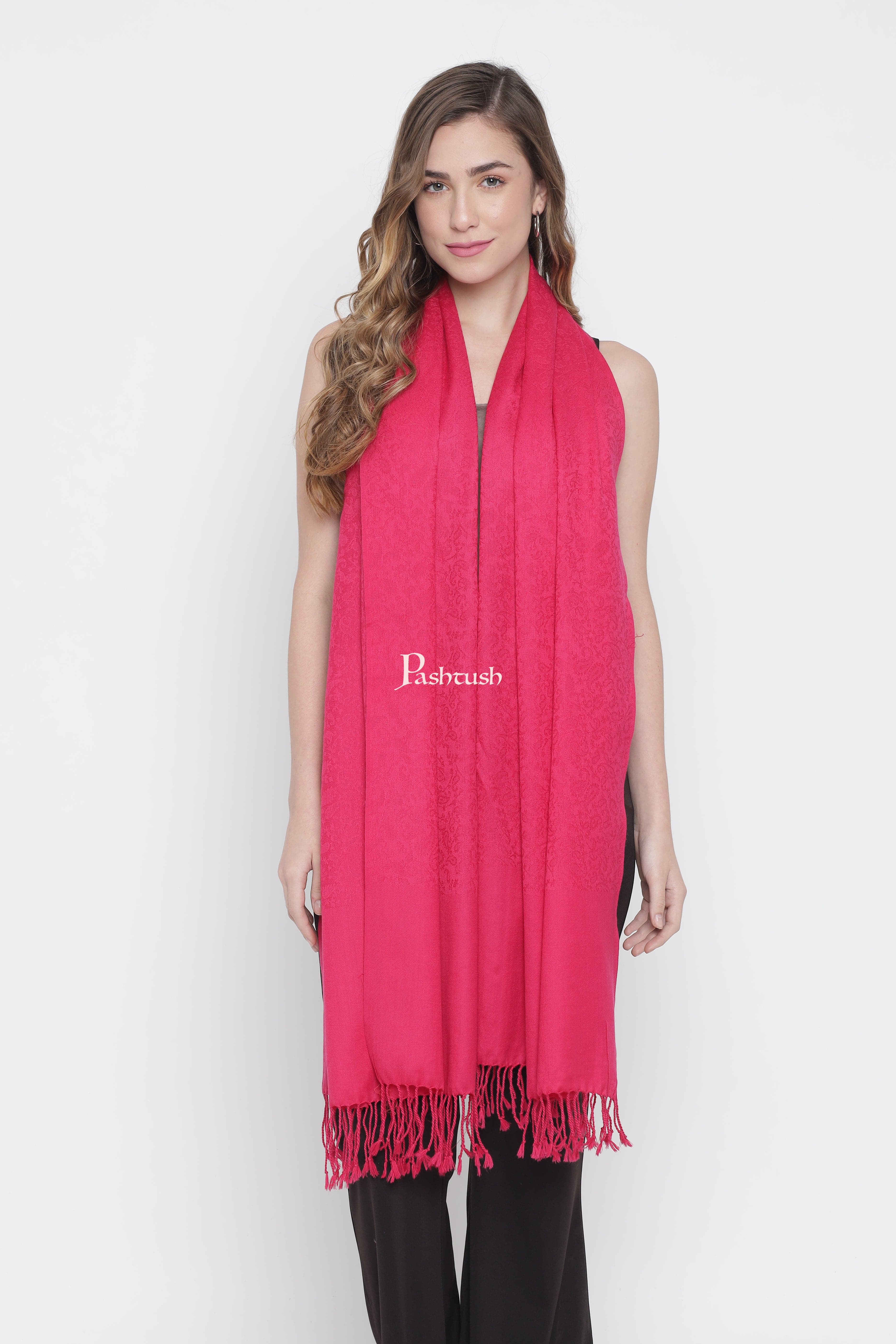 Pashtush His And Her Gift Set Of Reversible Self Design Stoles With Premium Gift Box Packaging, Black and Neon Pink - Image 11