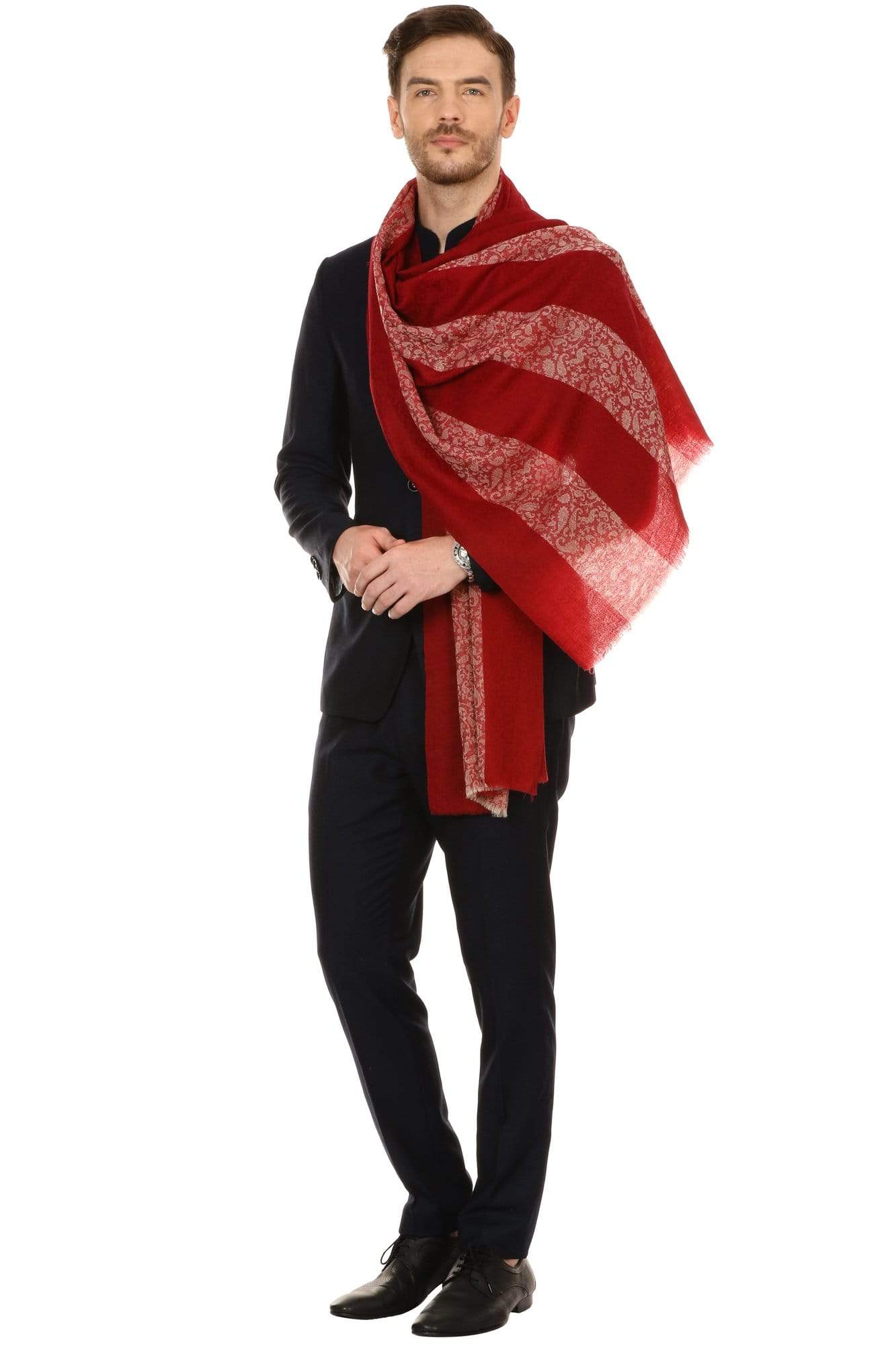 Pashtush His And Her Gift Set Of Reversible Stripe design Stoles With Premium Gift Box Packaging, Maroon and Mustard - Image 5