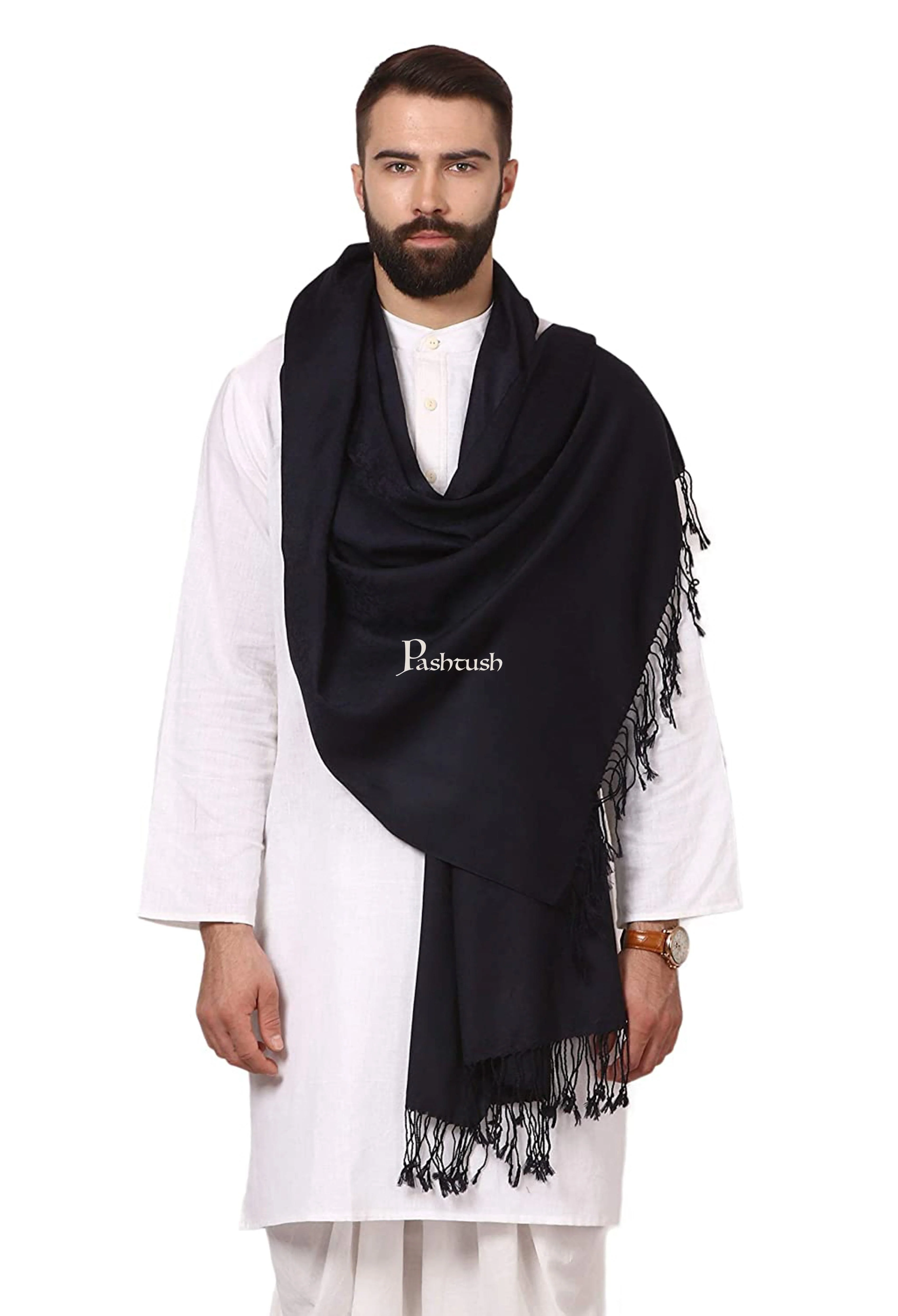Pashtush His And Her Gift Set Of Self and Bamboo Printed Stoles With Premium Gift Box Packaging, Navy Blue and Multi color - Image 6