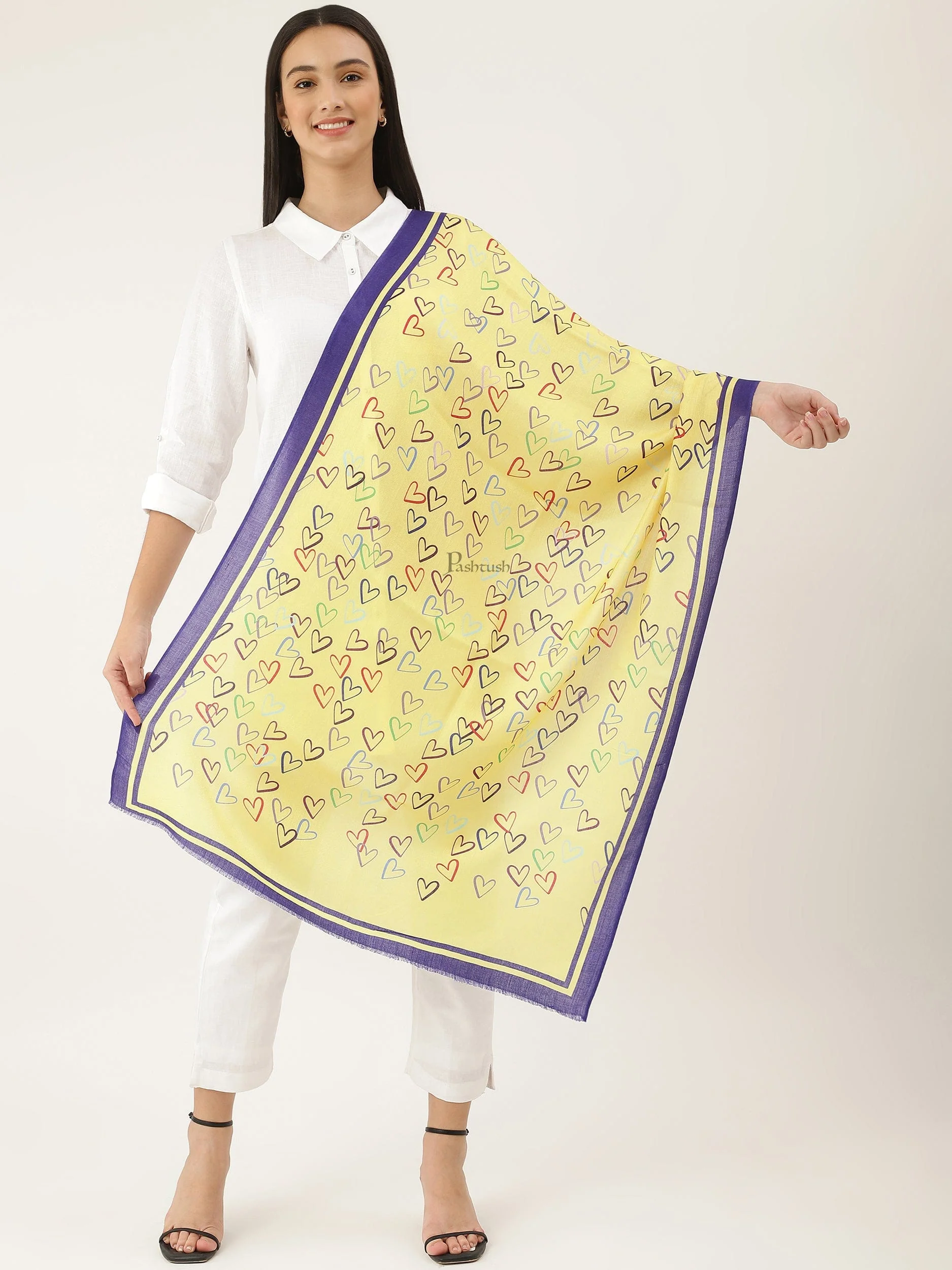 Pashtush His And Her Gift Set Of Self and Bamboo Printed Stoles With Premium Gift Box Packaging, Navy Blue and Multi color - Image 8