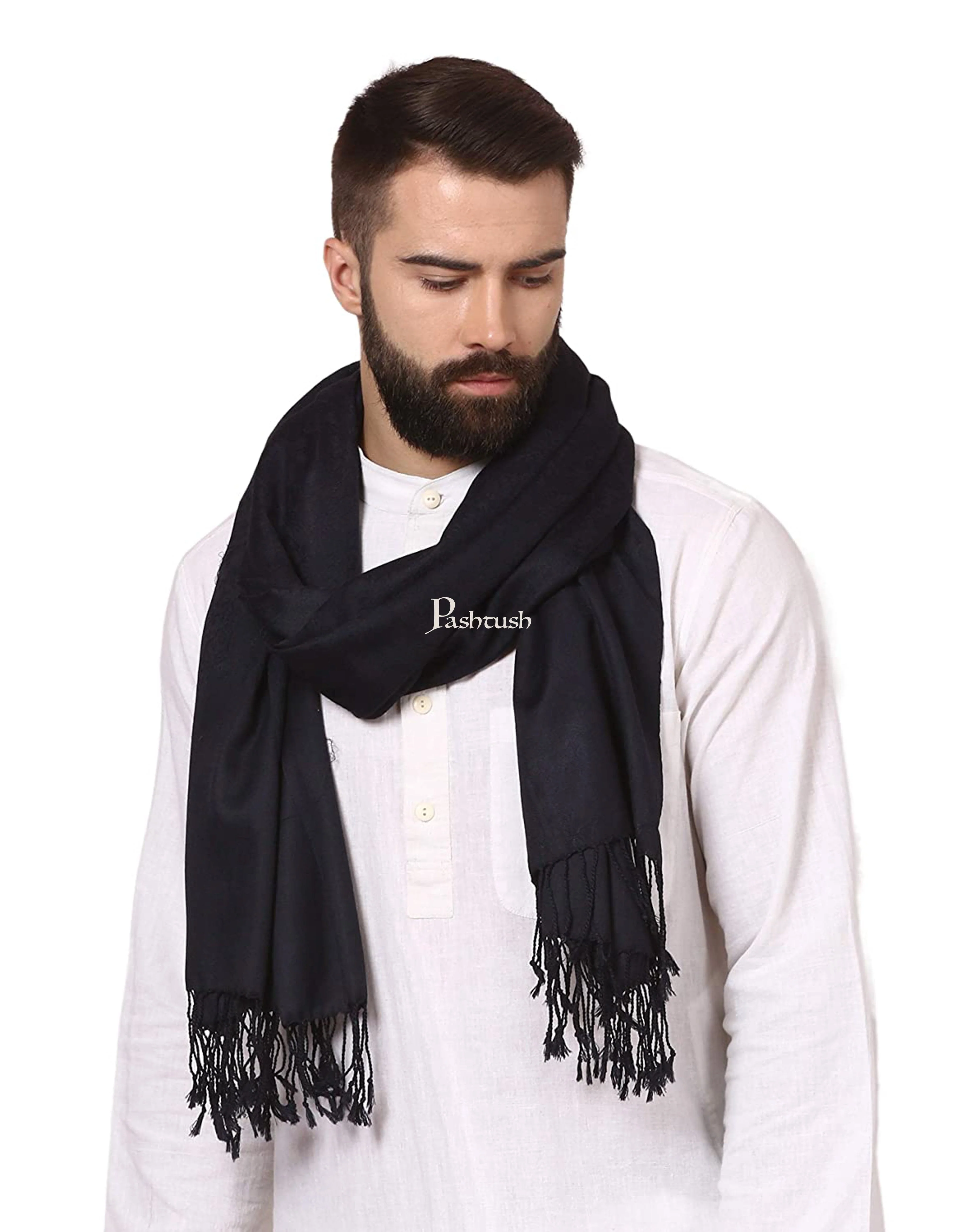 Pashtush His And Her Gift Set Of Self and Bamboo Printed Stoles With Premium Gift Box Packaging, Navy Blue and Multi color - Image 9