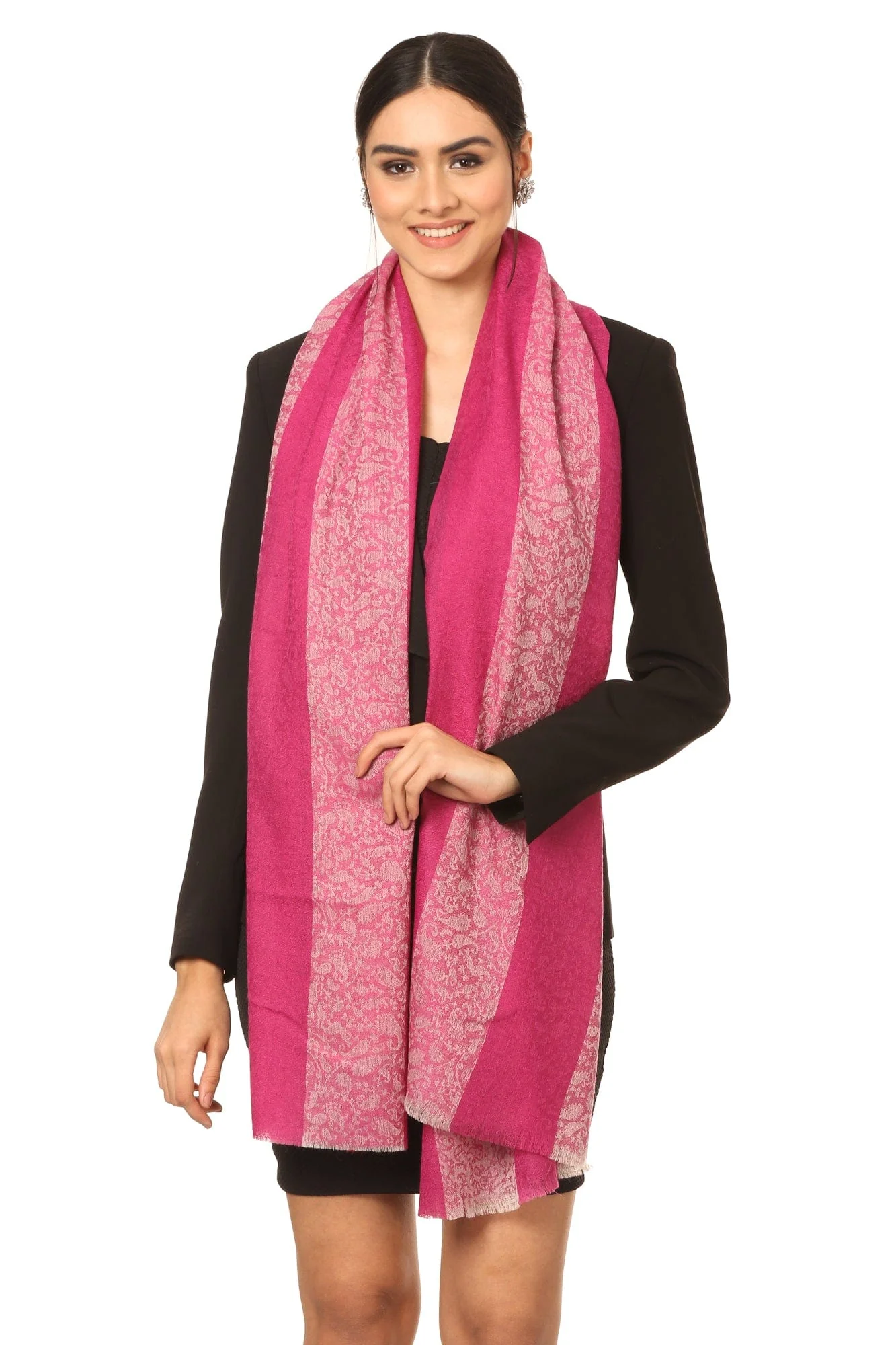 Pashtush His And Her Gift Set Of Striped Design Stoles With Premium Gift Box Packaging, Navy Blue and Pink - Image 7