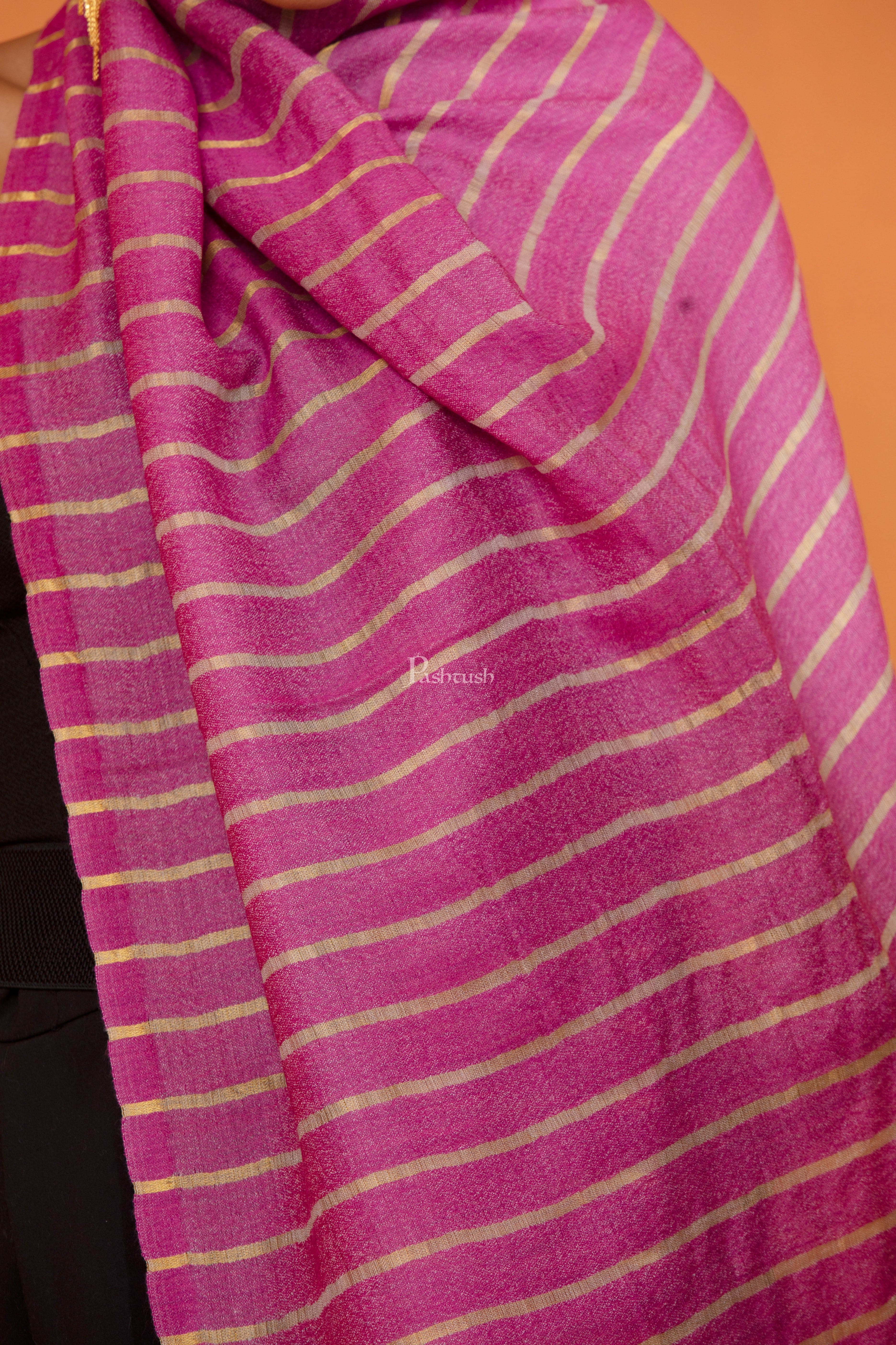 Pashtush His And Her Gift Set Of Striped Twilight Stoles With Premium Gift Box Packaging, Sombre Beige And Deep Pink - Image 9