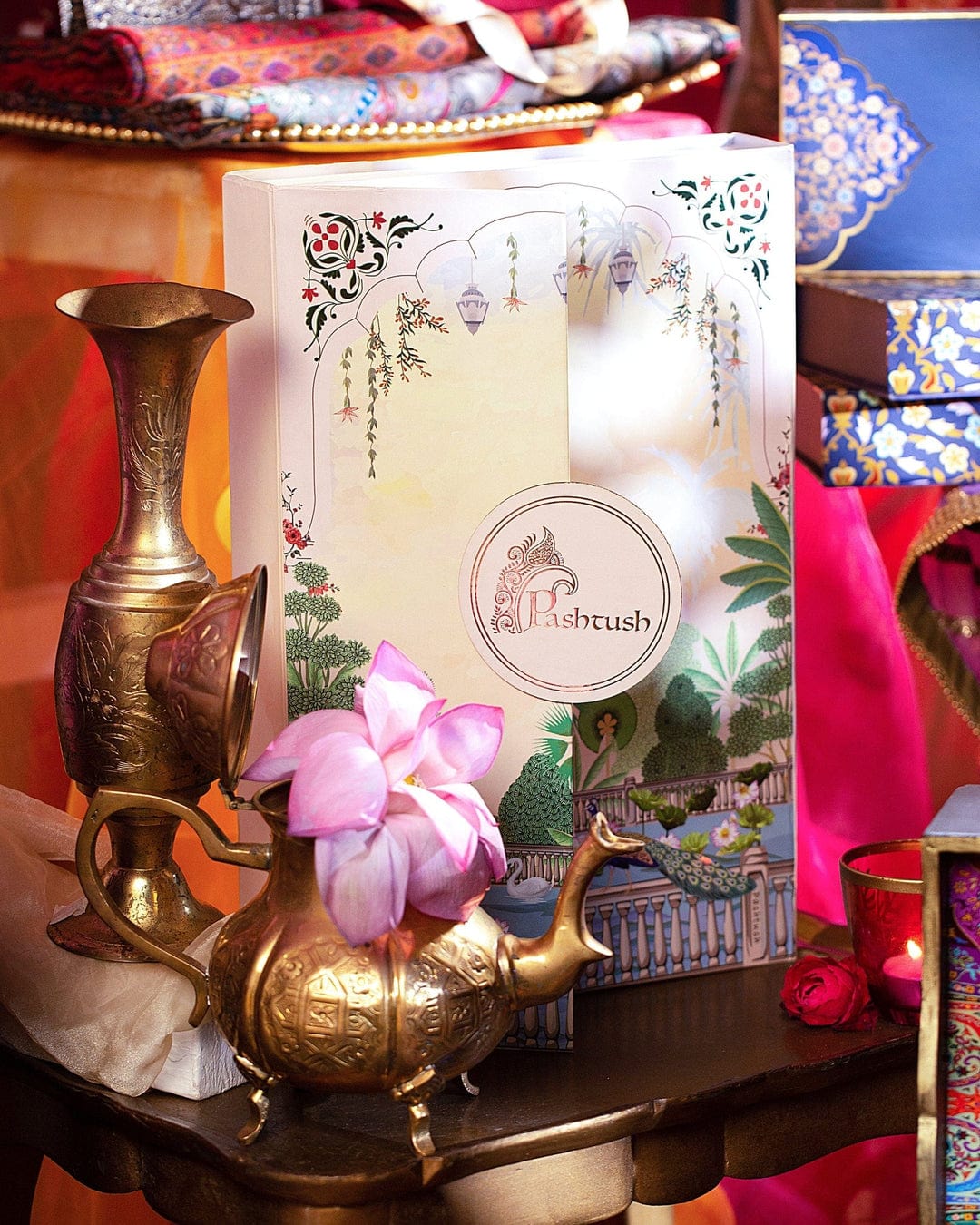 Pashtush His And Her Gift Set Of Twilight Stoles With Premium Gift Box Packaging, Espresso And Pink - Image 2
