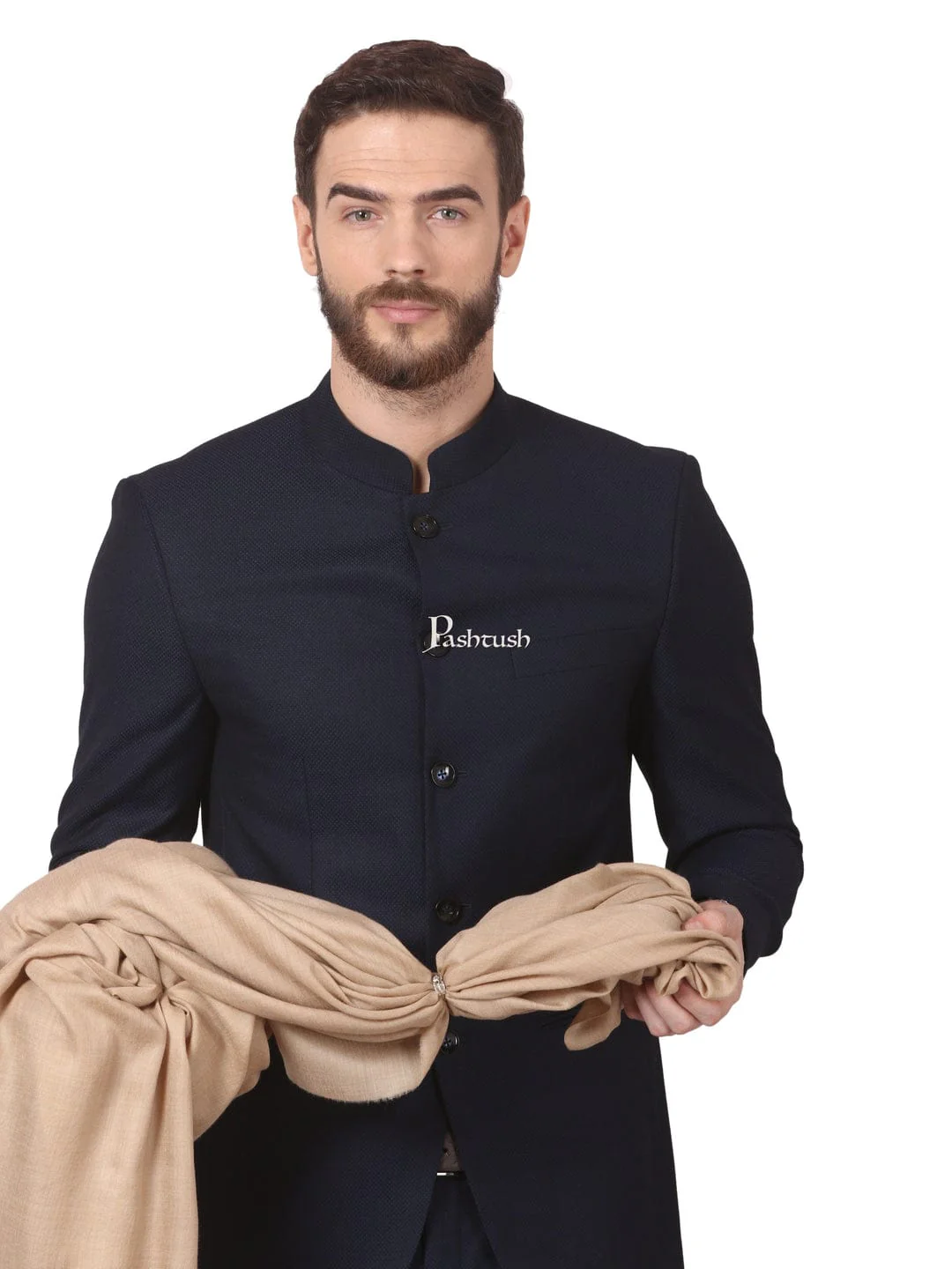 Pashtush His And Her Set Of 100% Pure Wool Shawls, Premium Gift Box Packaging, Beige and Rose - Image 8
