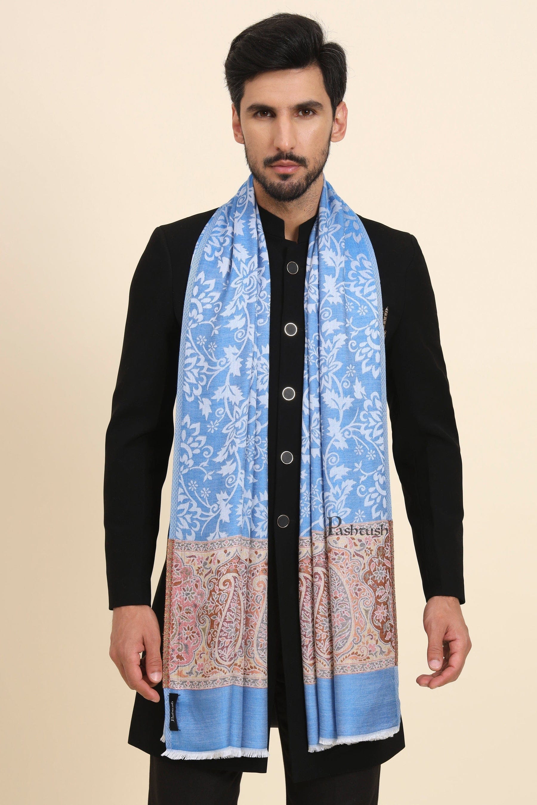 Pashtush His And Her Set Of Bamboo Stole With Premium Gift Box Packaging, Blue and Pink - Image 6