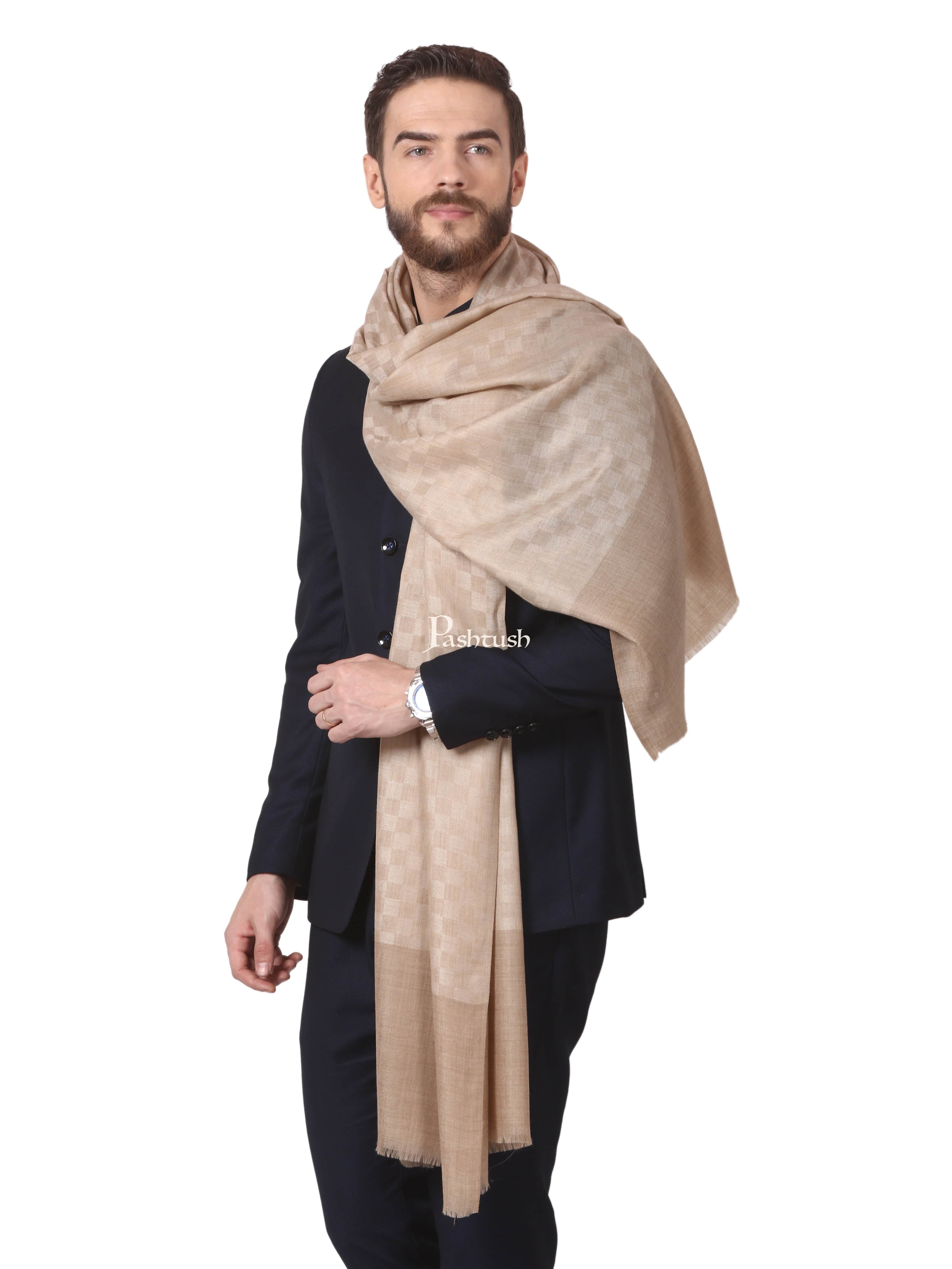 Pashtush His And Her Set Of Checkered Stoles With Premium Gift Box Packaging, Beige and Green - Image 3