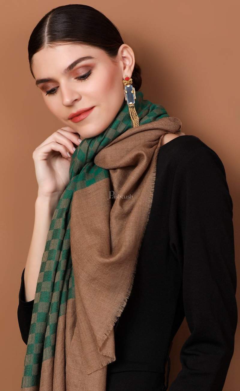 Pashtush His And Her Set Of Checkered Stoles With Premium Gift Box Packaging, Black and Bottle Green - Image 11