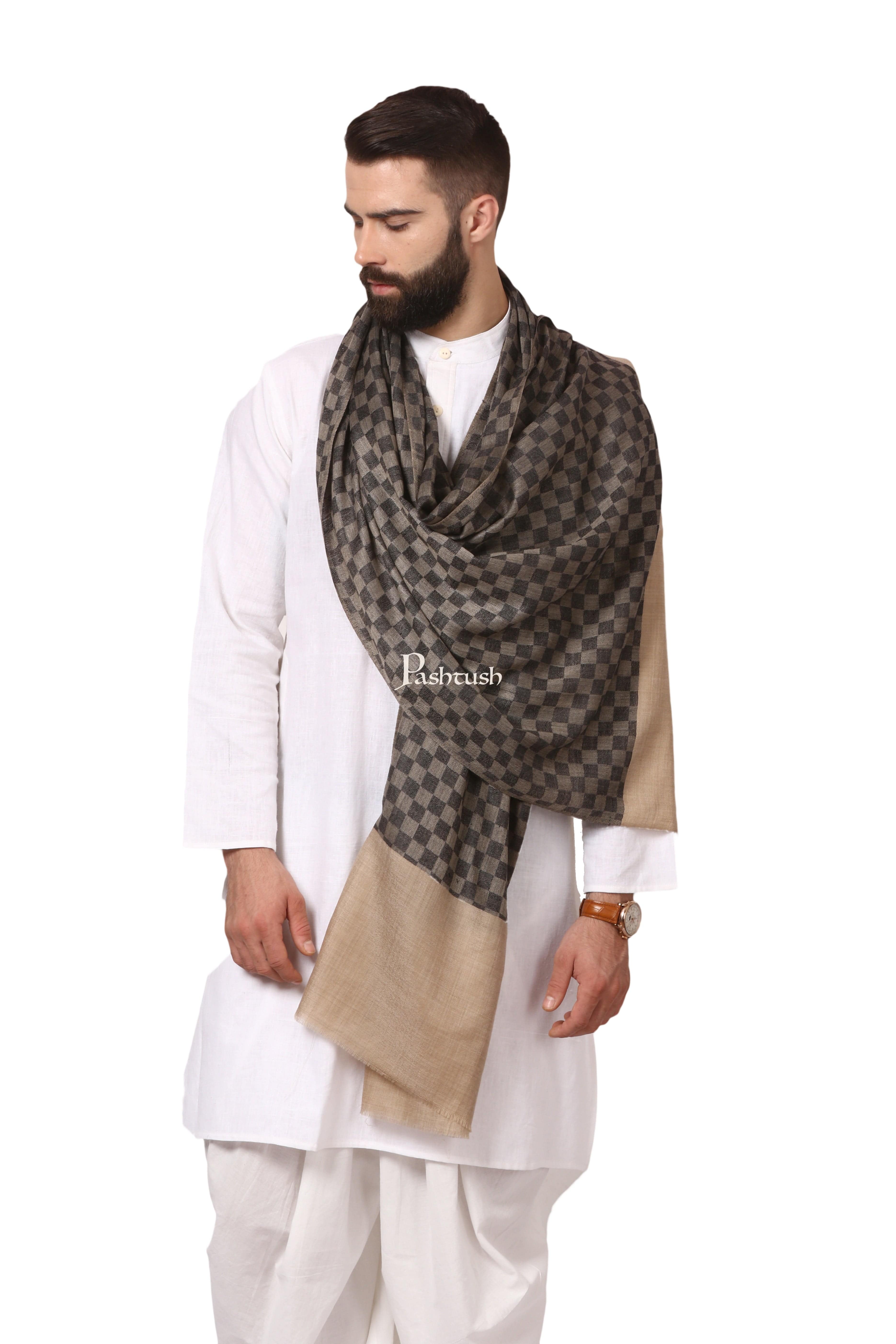 Pashtush His And Her Set Of Checkered Stoles With Premium Gift Box Packaging, Black and Bottle Green - Image 3