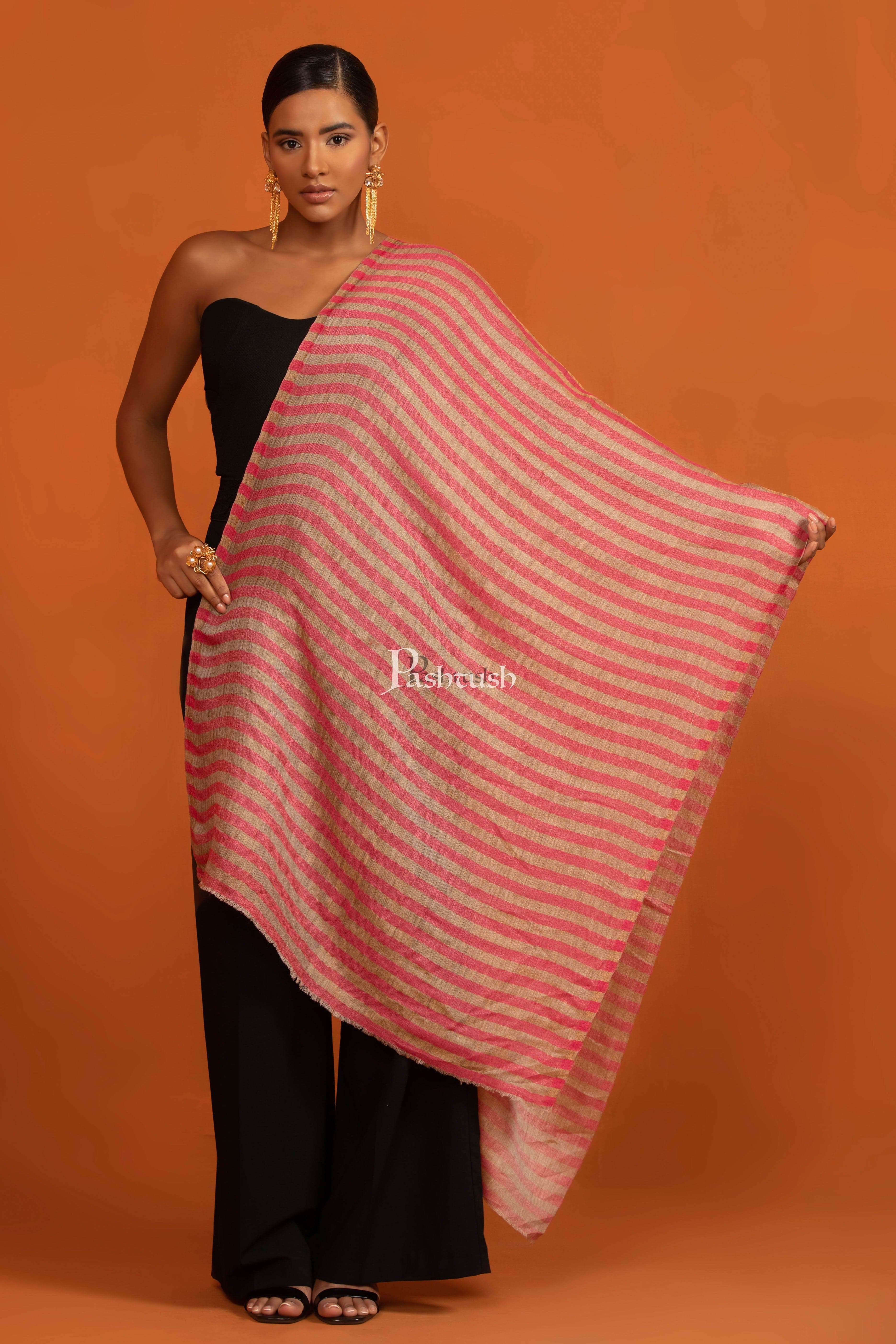 Pashtush His and Her Set of Fine Silk Wool Stoles with Premium Gift Box Packaging, Blue and Flamingo - Image 9
