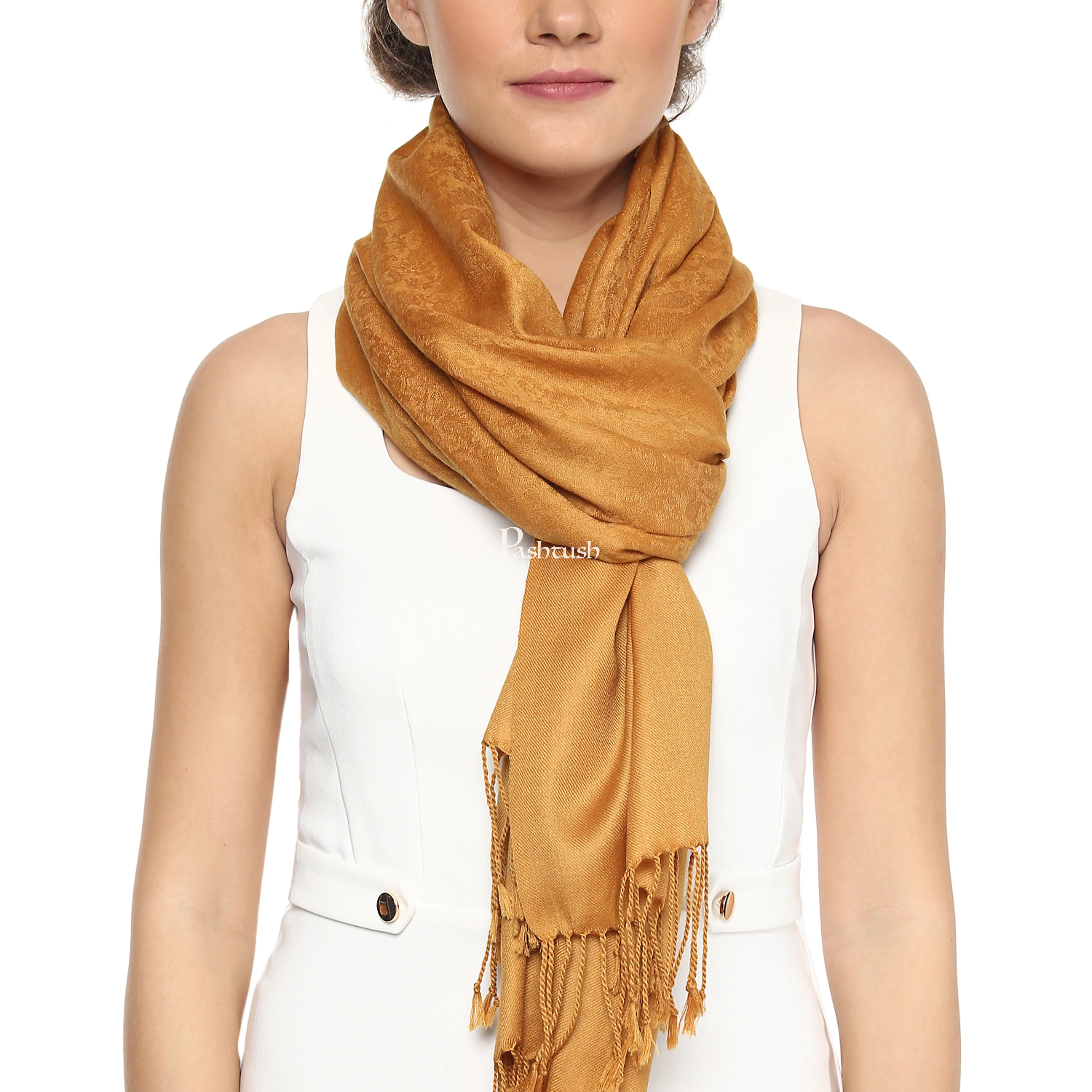 Pashtush His And Her Set Of Fine Wool Self Stoles With Premium Gift Box Packaging, Emerald Green and Mustard - Image 10