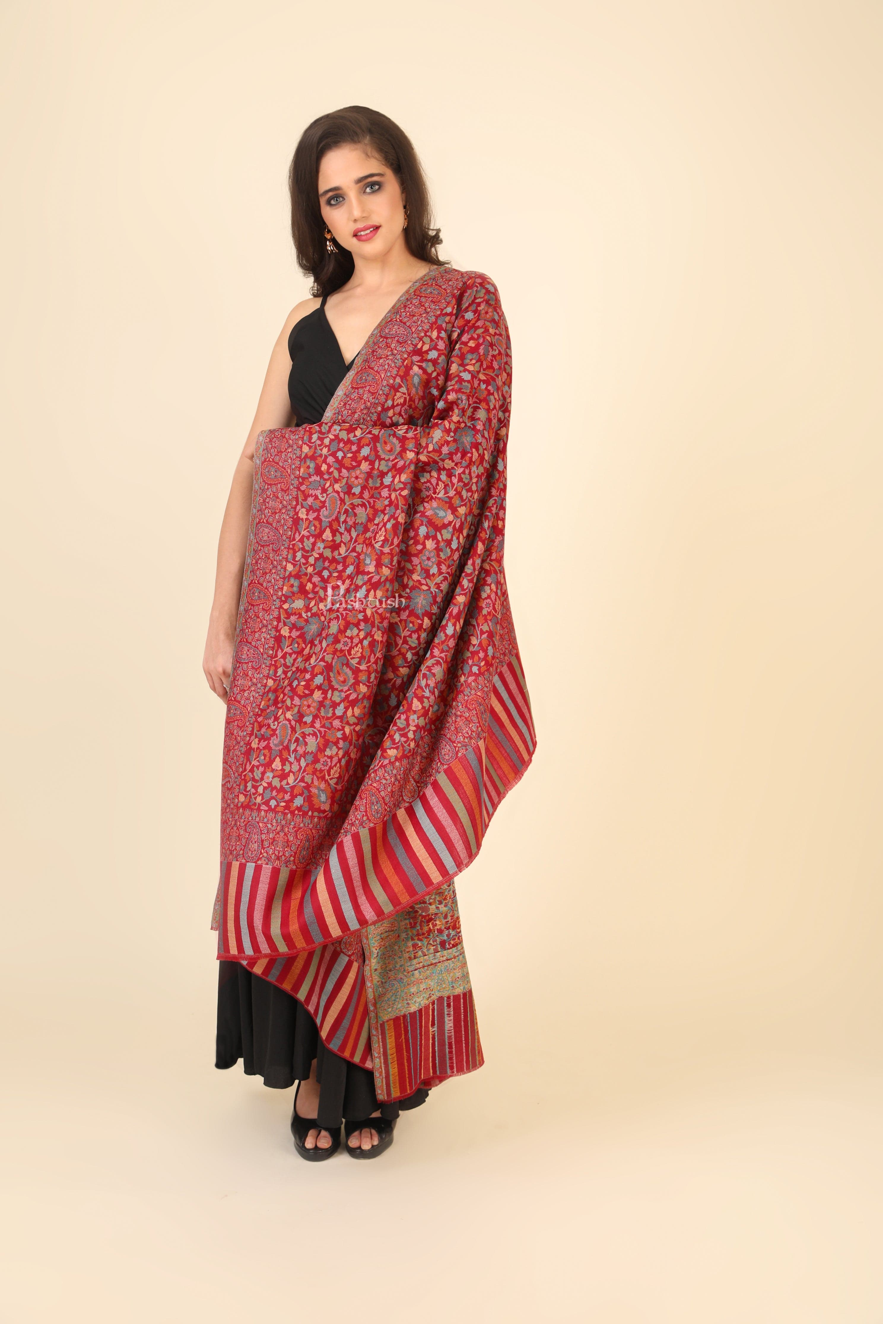 Pashtush His And Her Set Of Fine Wool Shawls, Premium Gift Box Packaging, Taupe and Maroon - Image 11