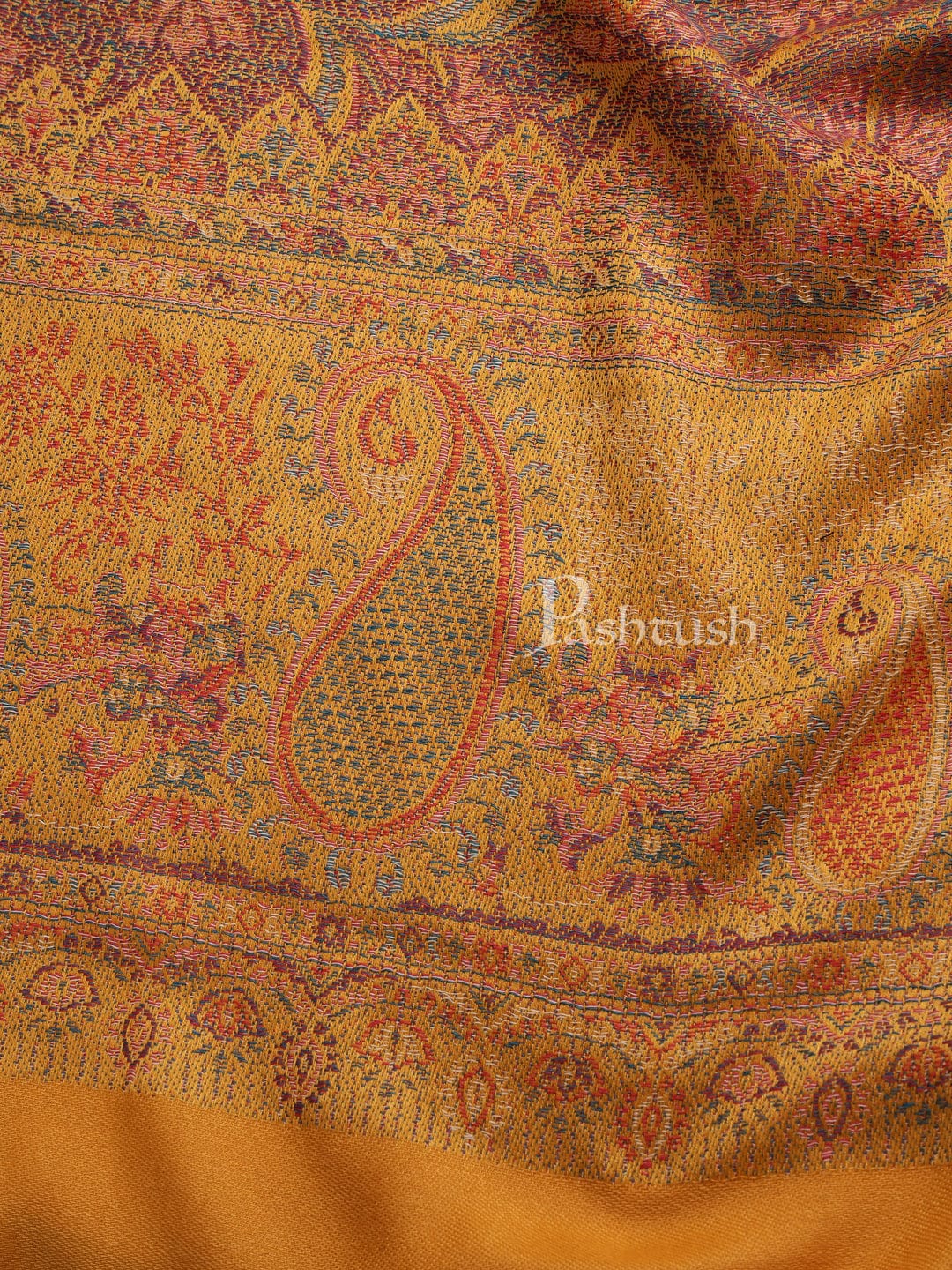 Pashtush His And Her Set Of Fine Wool Stole and Womens Faux , Premium Gift Box Packaging, Black & Mustard - Image 9