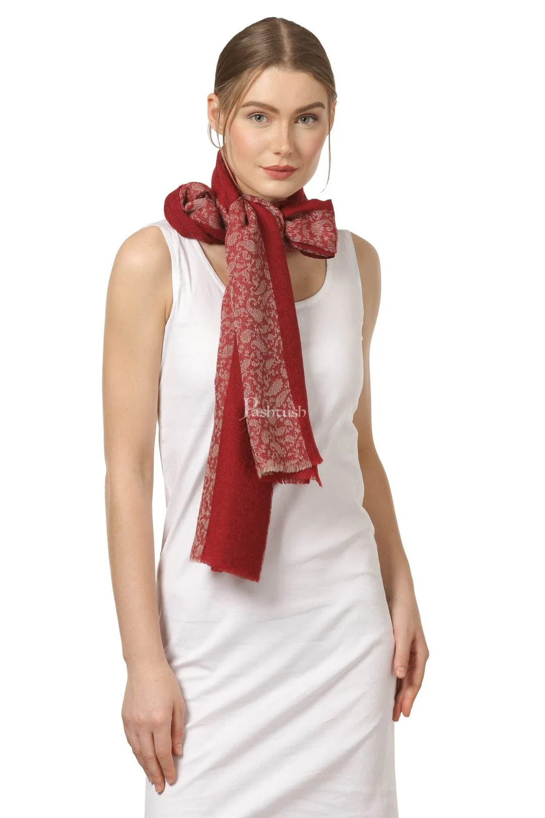 Pashtush His And Her Set Of Fine Wool Stoles, Premium Gift Box Packaging, Coffee and Maroon - Image 8