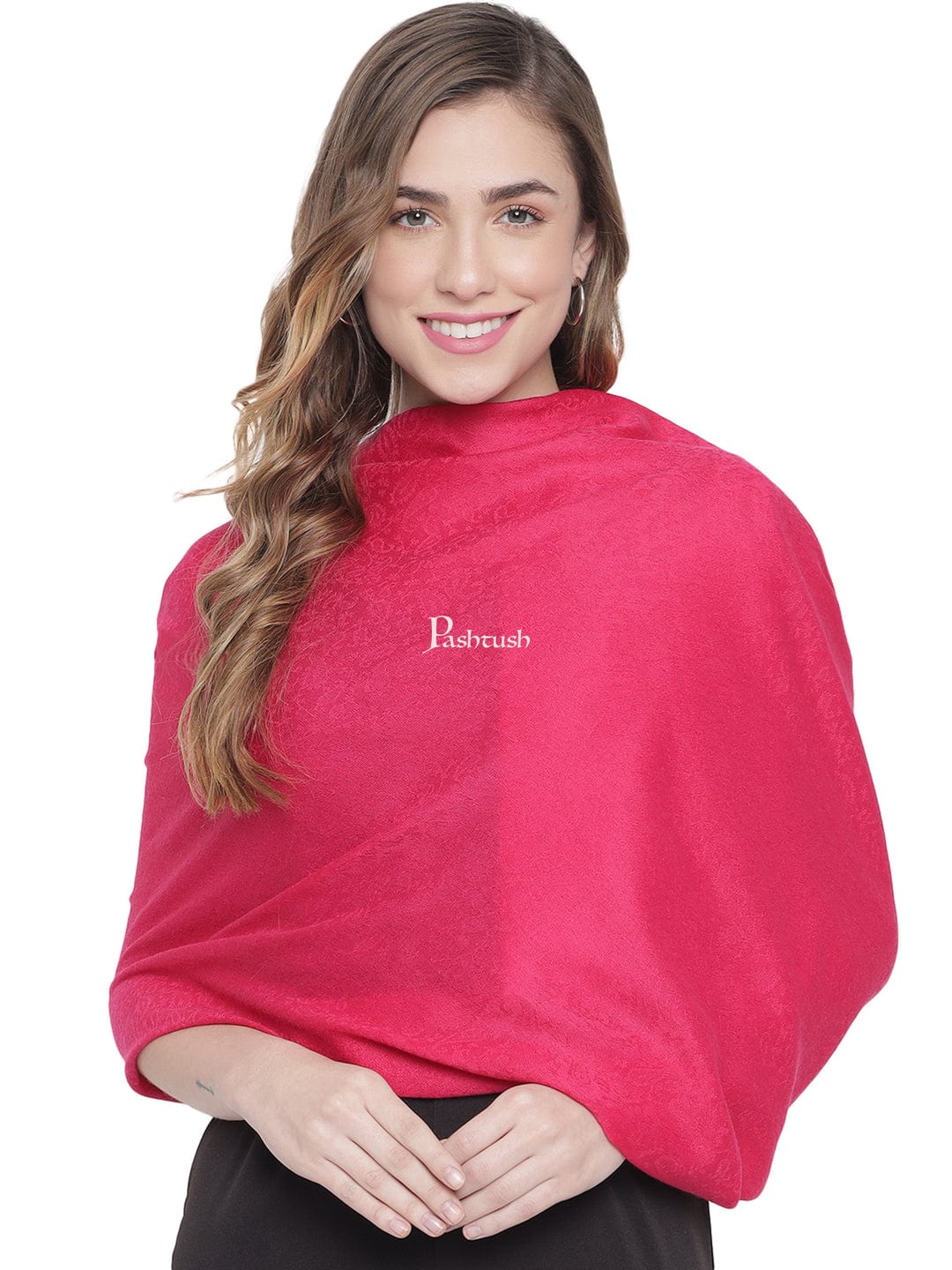 Pashtush His And Her Set Of Fine Wool Stoles, Premium Gift Box Packaging, Maroon and Neo Pink - Image 11