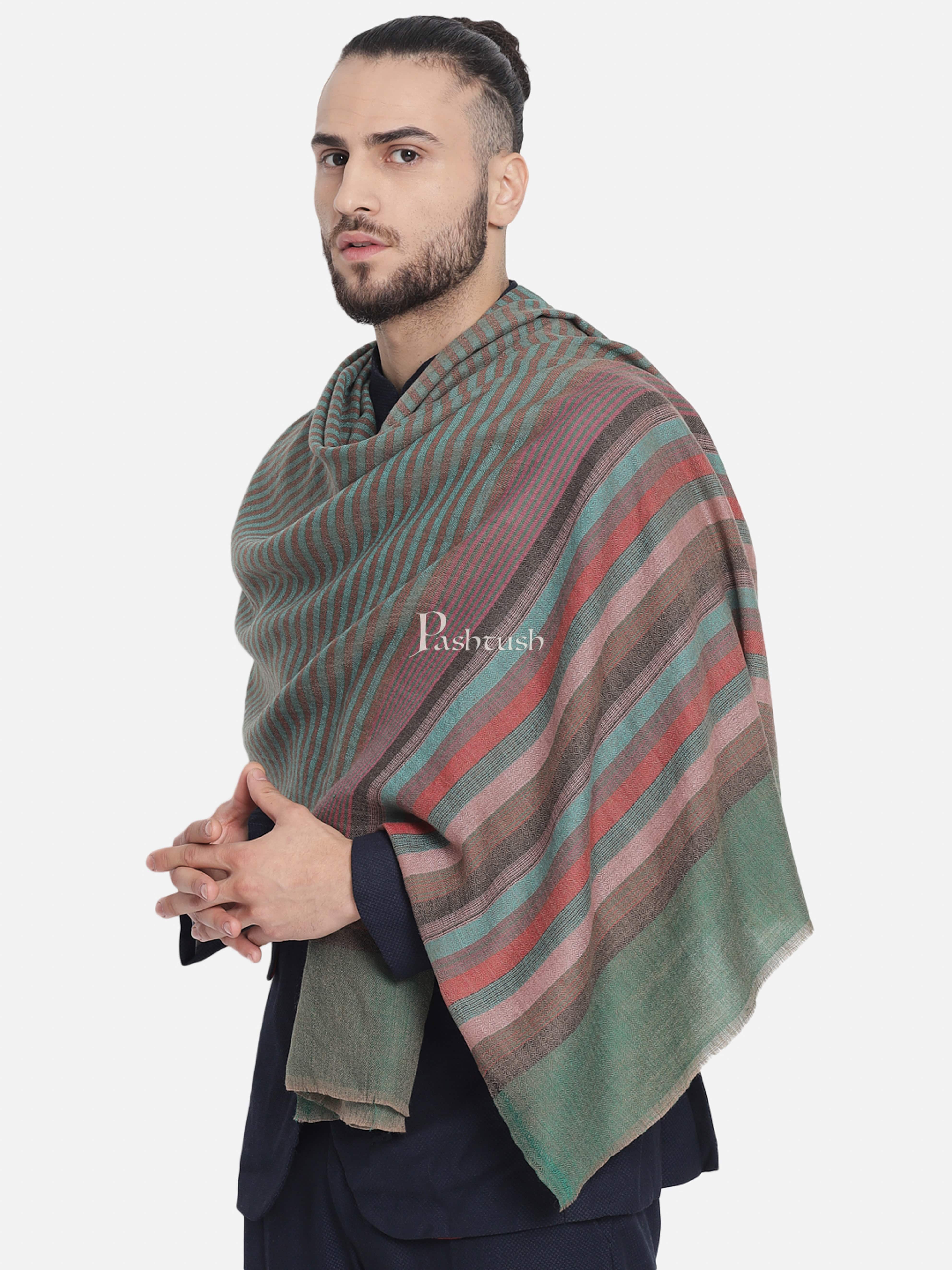Pashtush His and Her Set of Fine Wool Stoles with Premium Gift box Packaging, Stipes and Paisely Ethnic Weave - Image 7