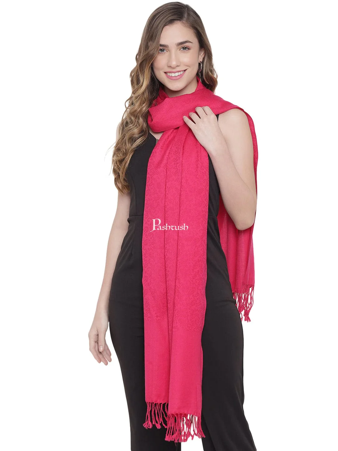 Pashtush His And Her Set Of Mens Bamboo Stole and Womens Fine Wool Stole, Premium Gift Box Packaging, Multicolour and Pink - Image 10