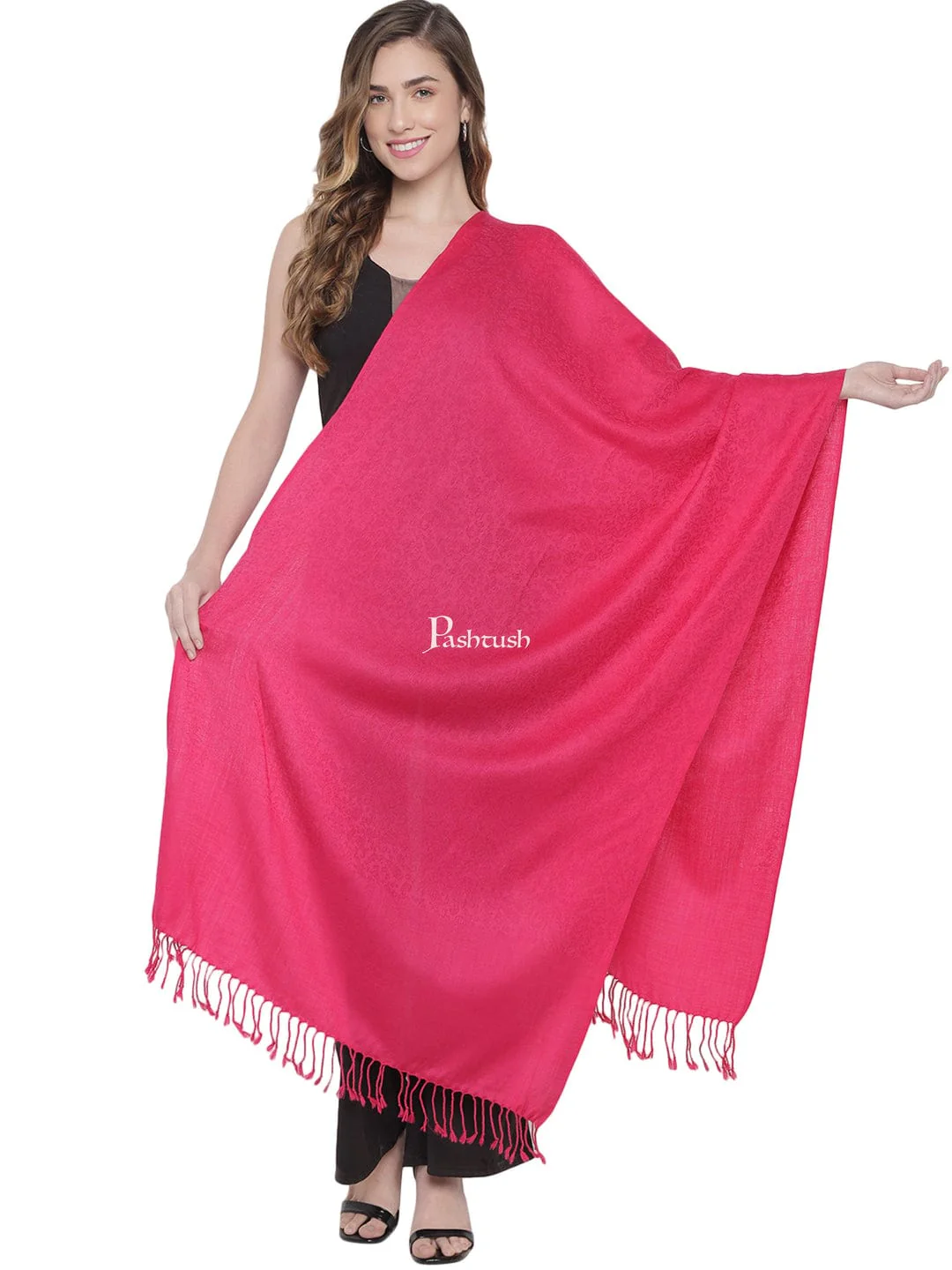 Pashtush His And Her Set Of Mens Bamboo Stole and Womens Fine Wool Stole, Premium Gift Box Packaging, Multicolour and Pink - Image 8