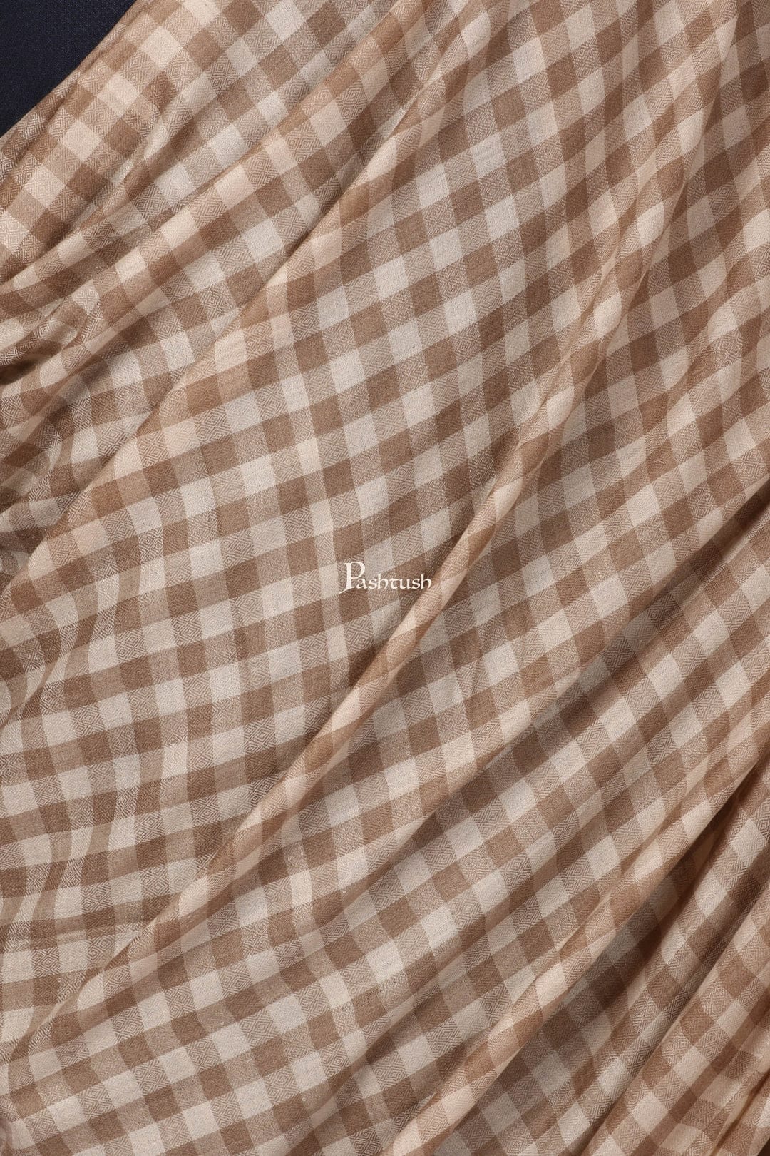Pashtush His And Her Set Of Fine Wool Shawls, Premium Gift Box Packaging, Beige - Image 4